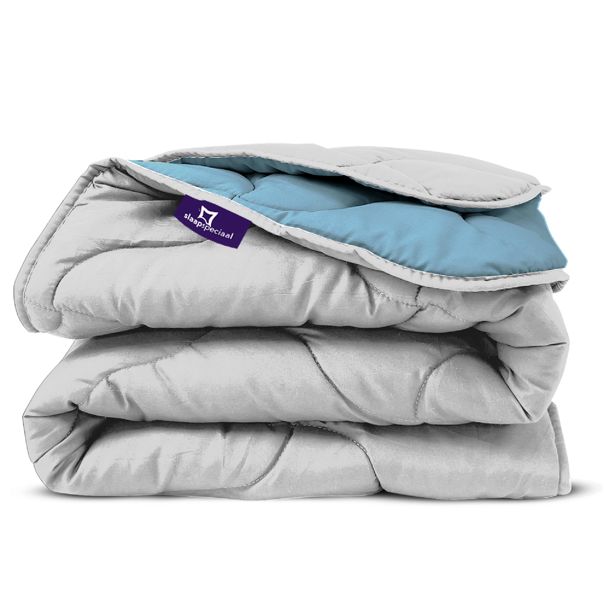 eazydekbed® Zomerdekbed – Blauw/Grijs - Hoesloos & Wasbaar
