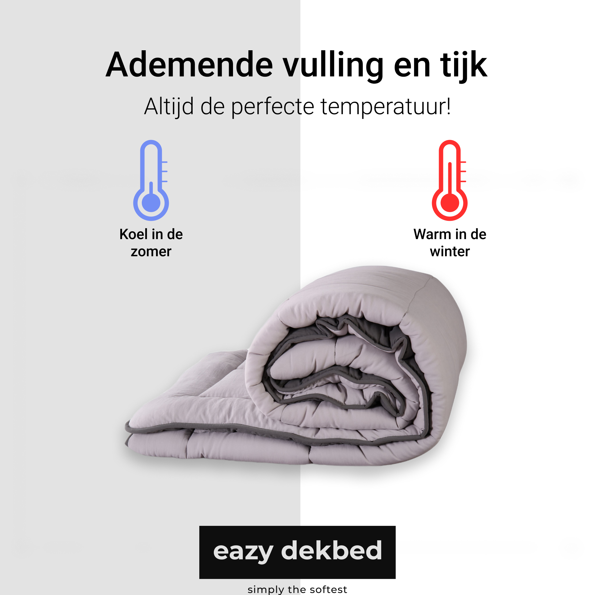 eazydekbed® – Grau/Anthrazit – Ohne Bezug & Waschbar – Für das ganze Jahr