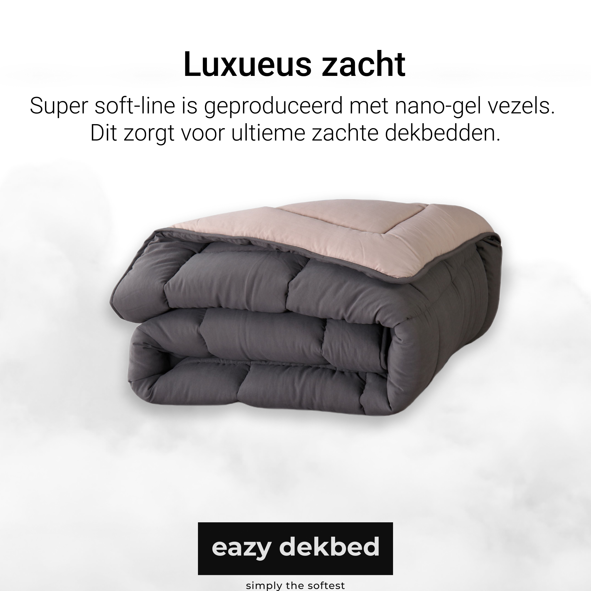 eazydekbed® – Antraciet/Crème – Hoesloos & Wasbaar – Voor het hele jaar