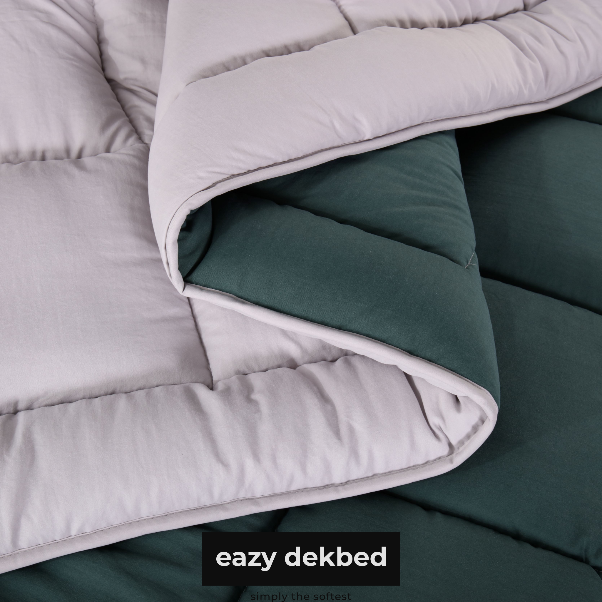 eazydekbed® – Groen/Grijs – Hoesloos & Wasbaar – Voor het hele jaar