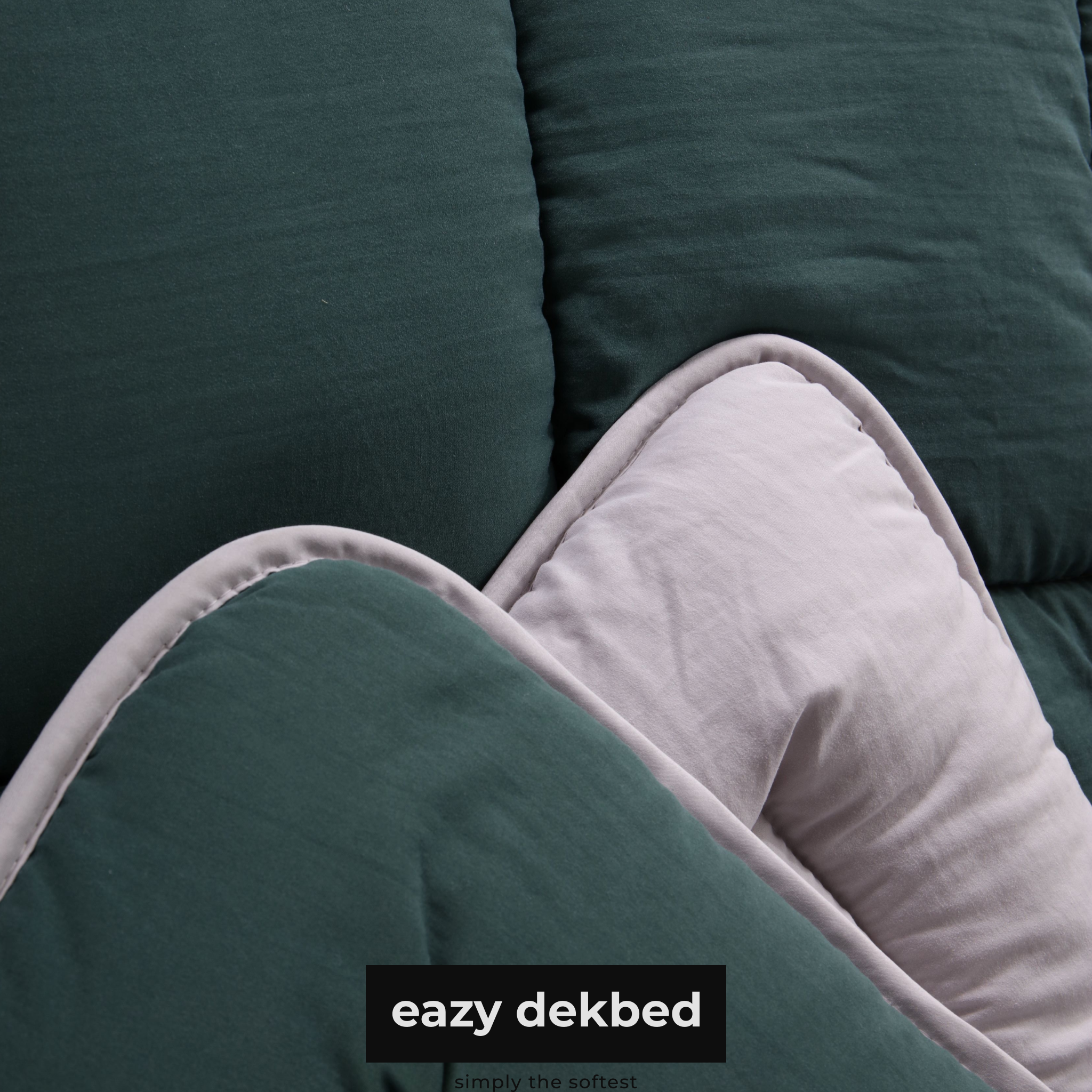 eazydekbed® – Groen/Grijs – Hoesloos & Wasbaar – Voor het hele jaar