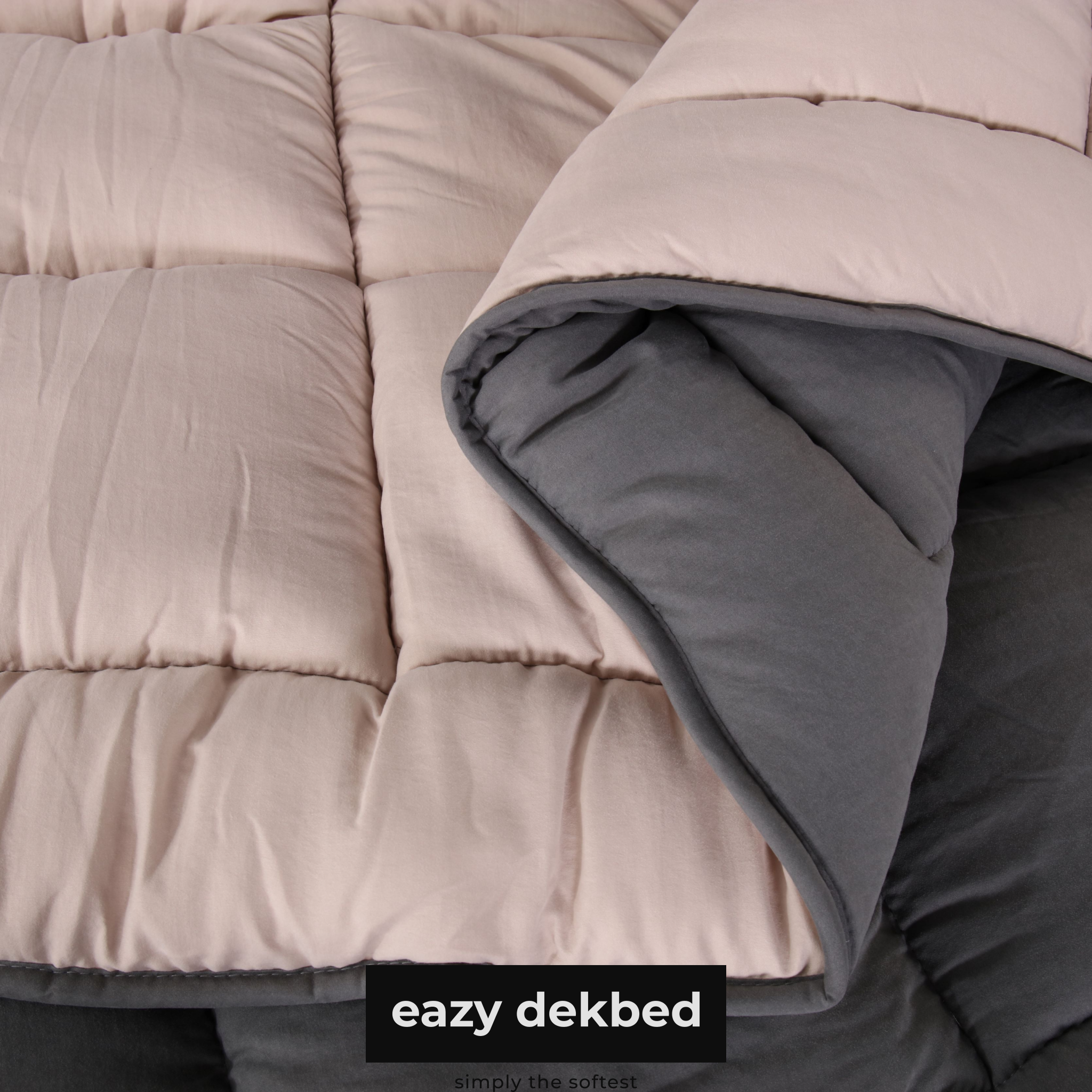 eazydekbed® – Antraciet/Crème – Hoesloos & Wasbaar – Voor het hele jaar