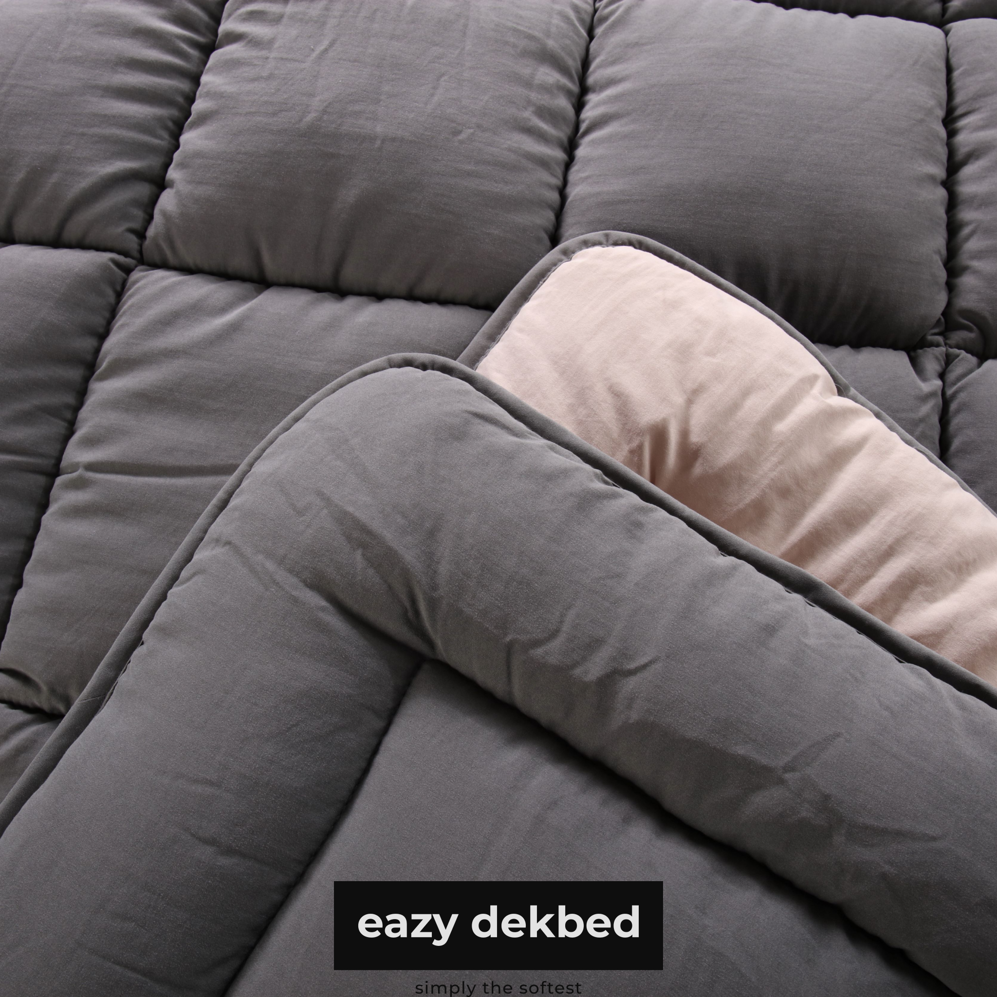 eazydekbed® – Antraciet/Crème – Hoesloos & Wasbaar – Voor het hele jaar
