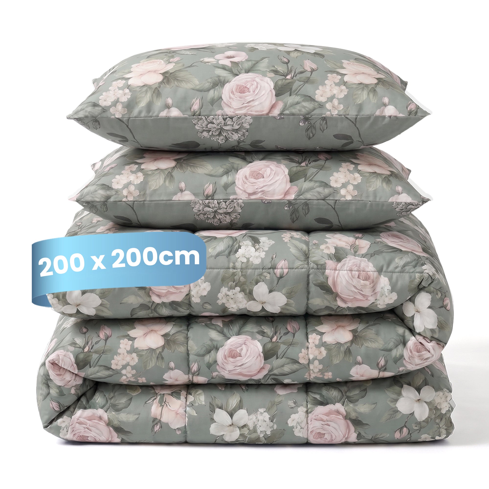 eazydekbed® - All-year - Romance Green + Kussenslopen