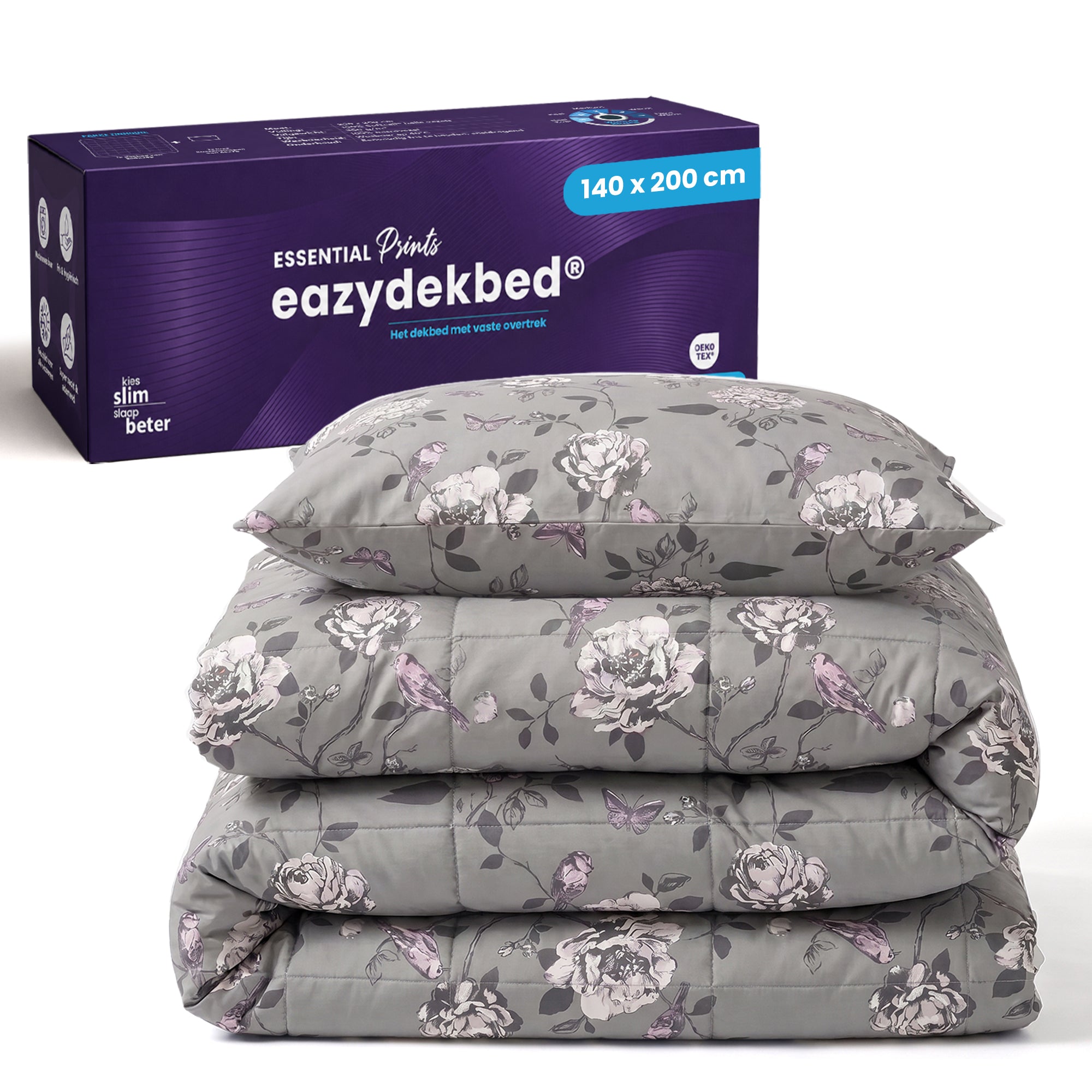 eazydekbed® - All-year - Grey Garden + Kussenslopen