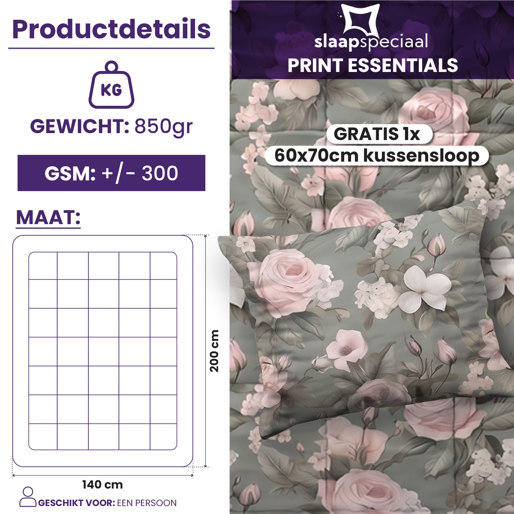 eazydekbed® - All-year - Romance Green + Kussenslopen