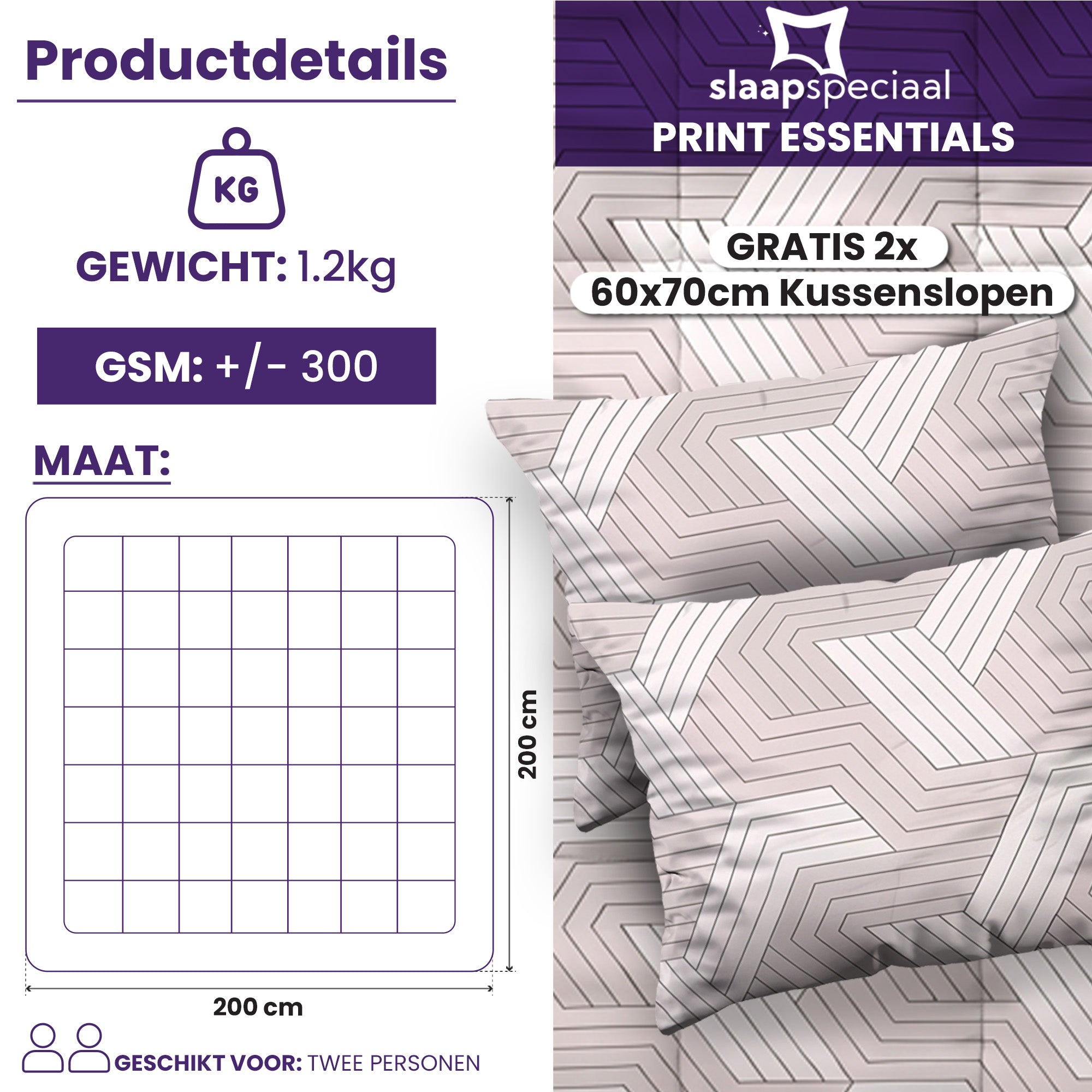 eazydekbed® - All-year - Geo Taupe + Kussenslopen