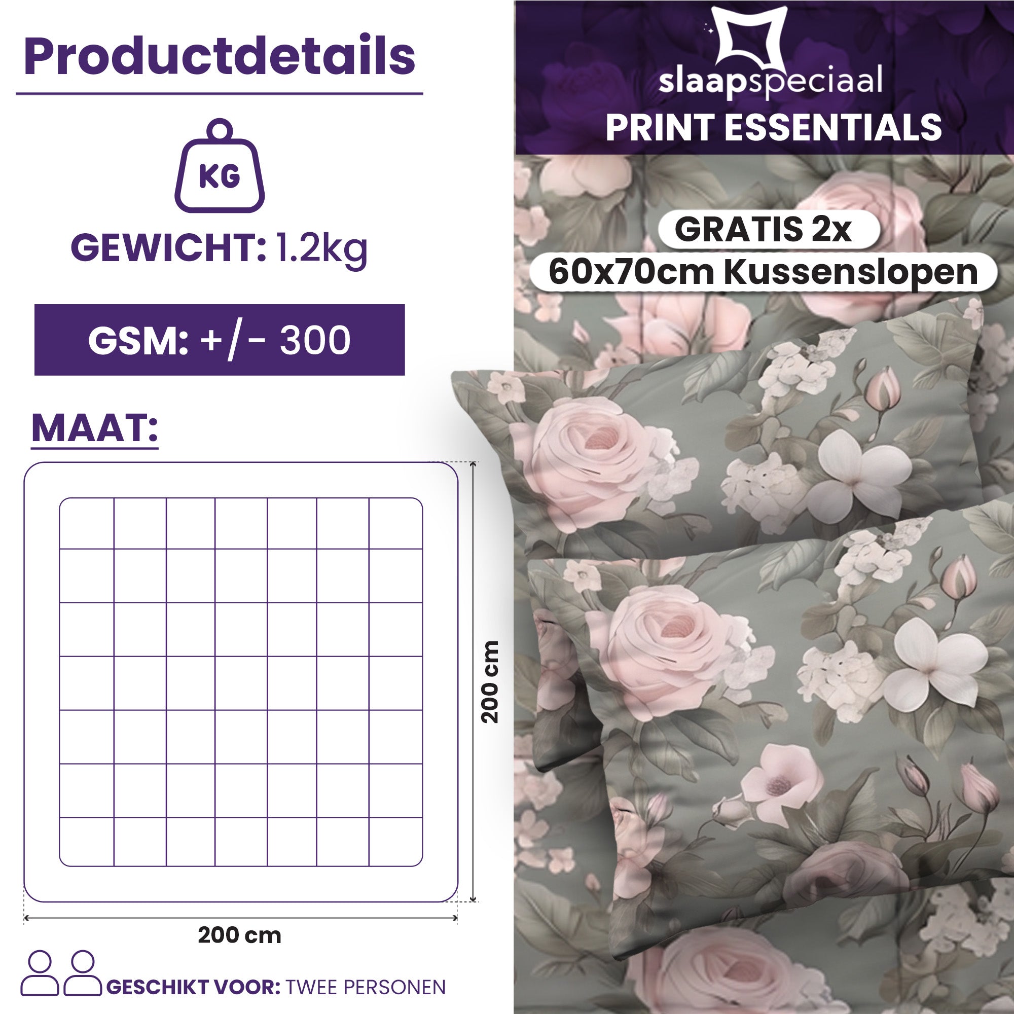 eazydekbed® - All-year - Romance Green + Kussenslopen