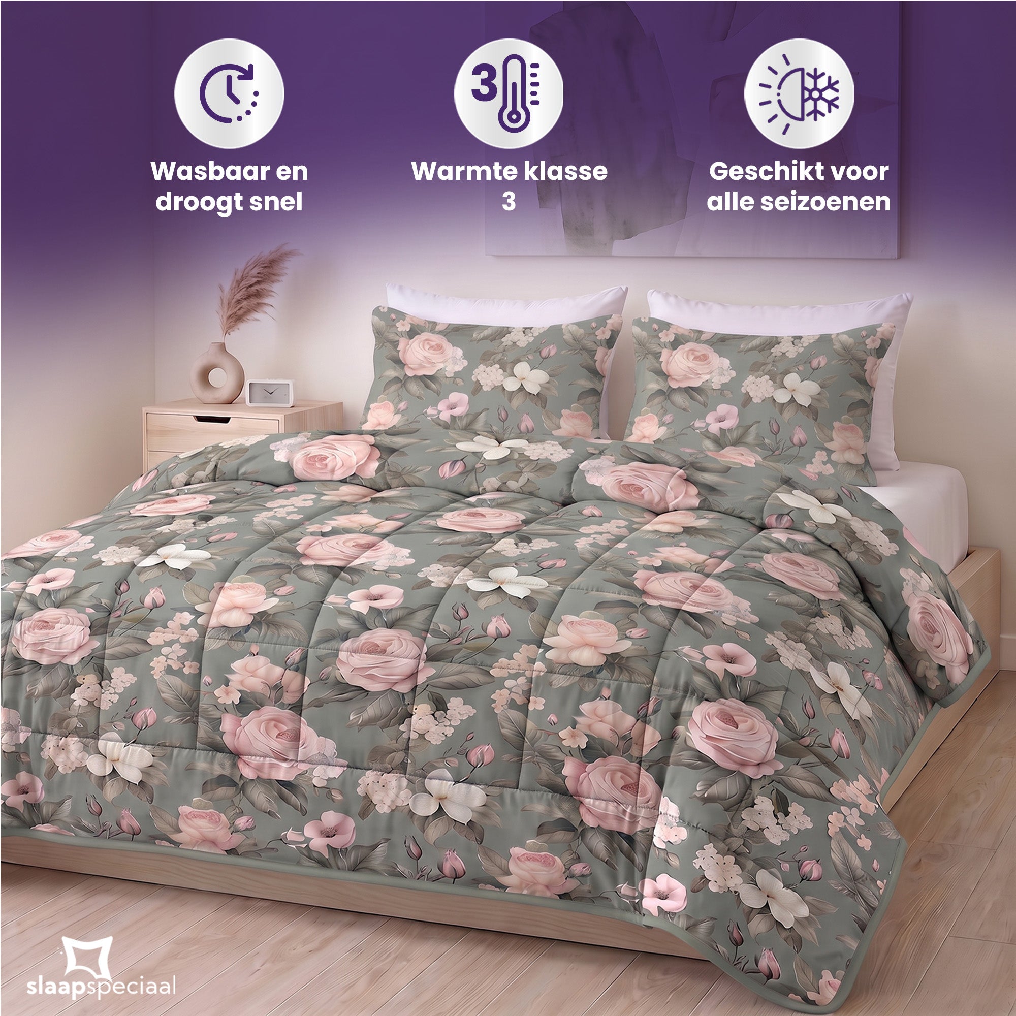 eazydekbed® - All-year - Romance Green + Kussenslopen