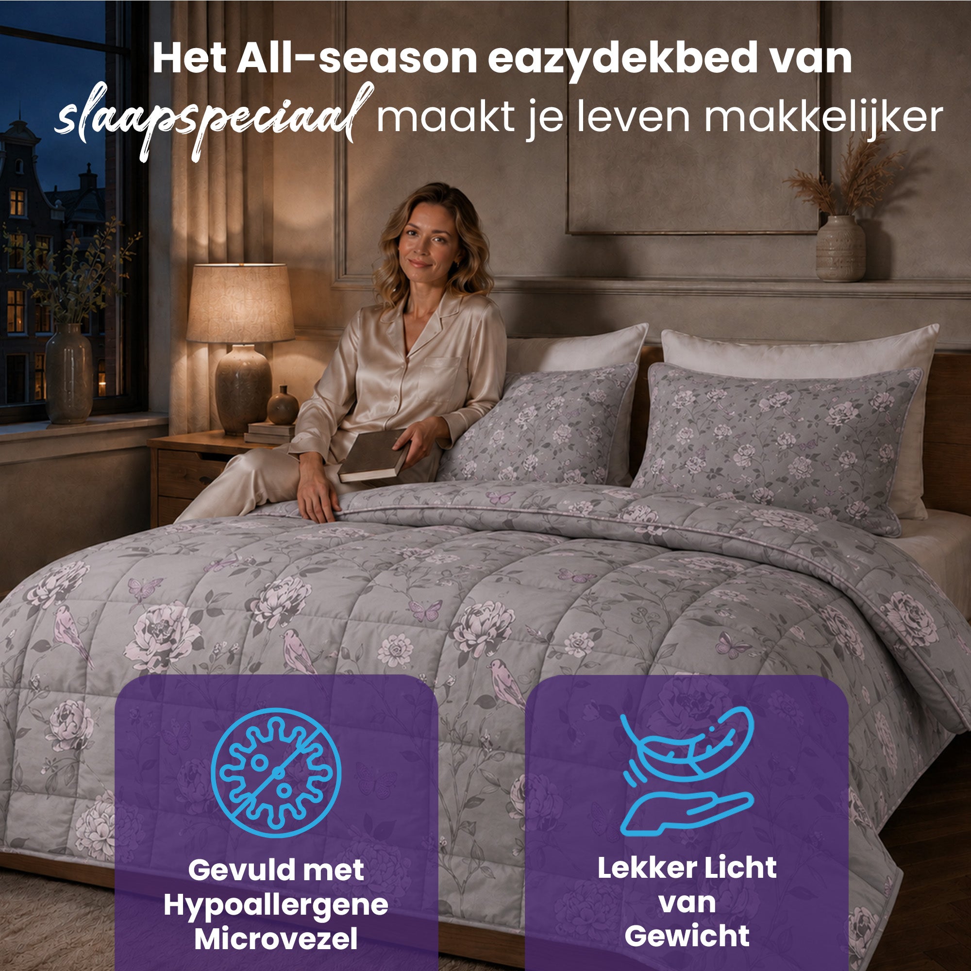 eazydekbed® - All-year - Grey Garden + Kussenslopen