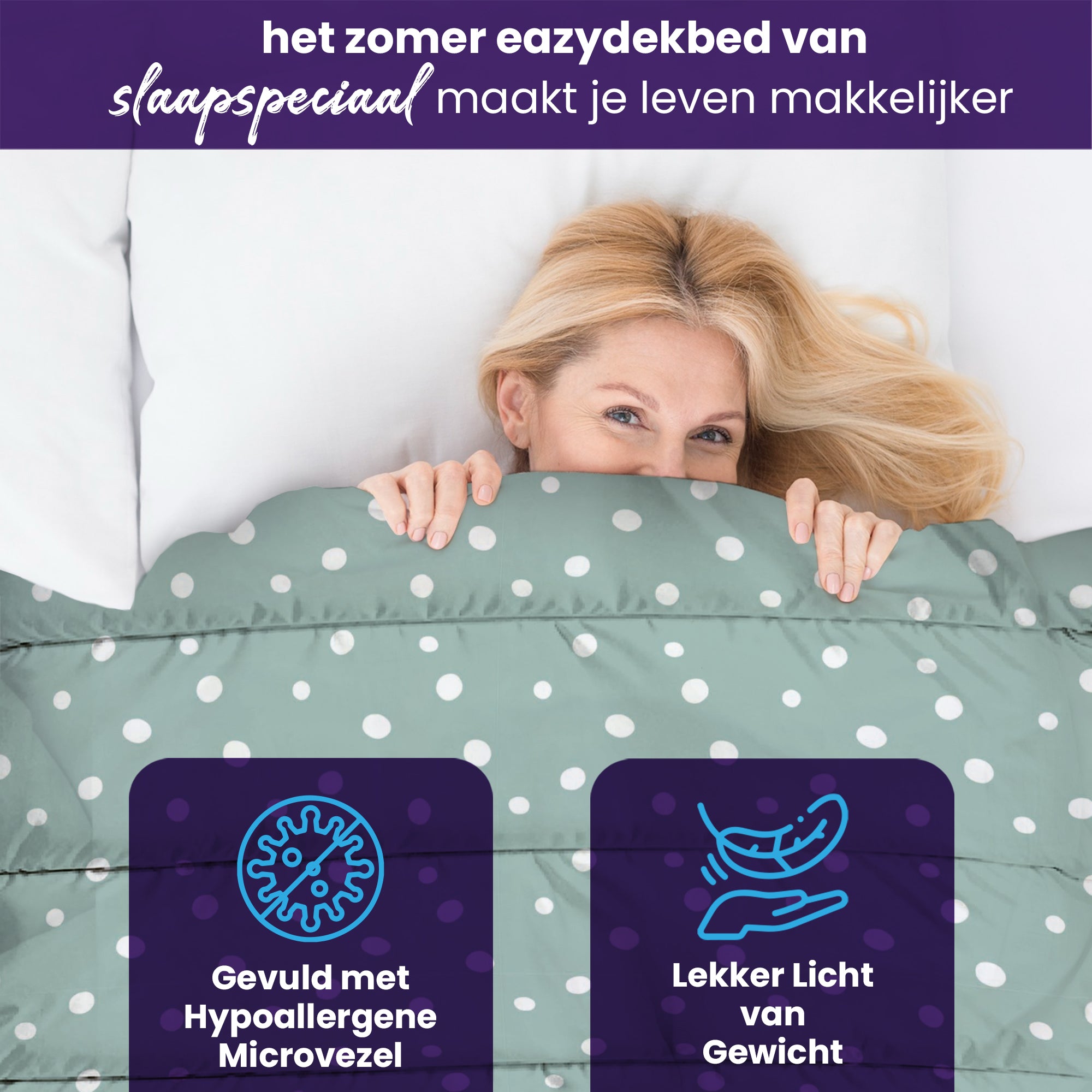 eazydekbed® – Zomerdekbed Katoen – Nira – Hoesloos & Wasbaar + GRATIS kussenslopen
