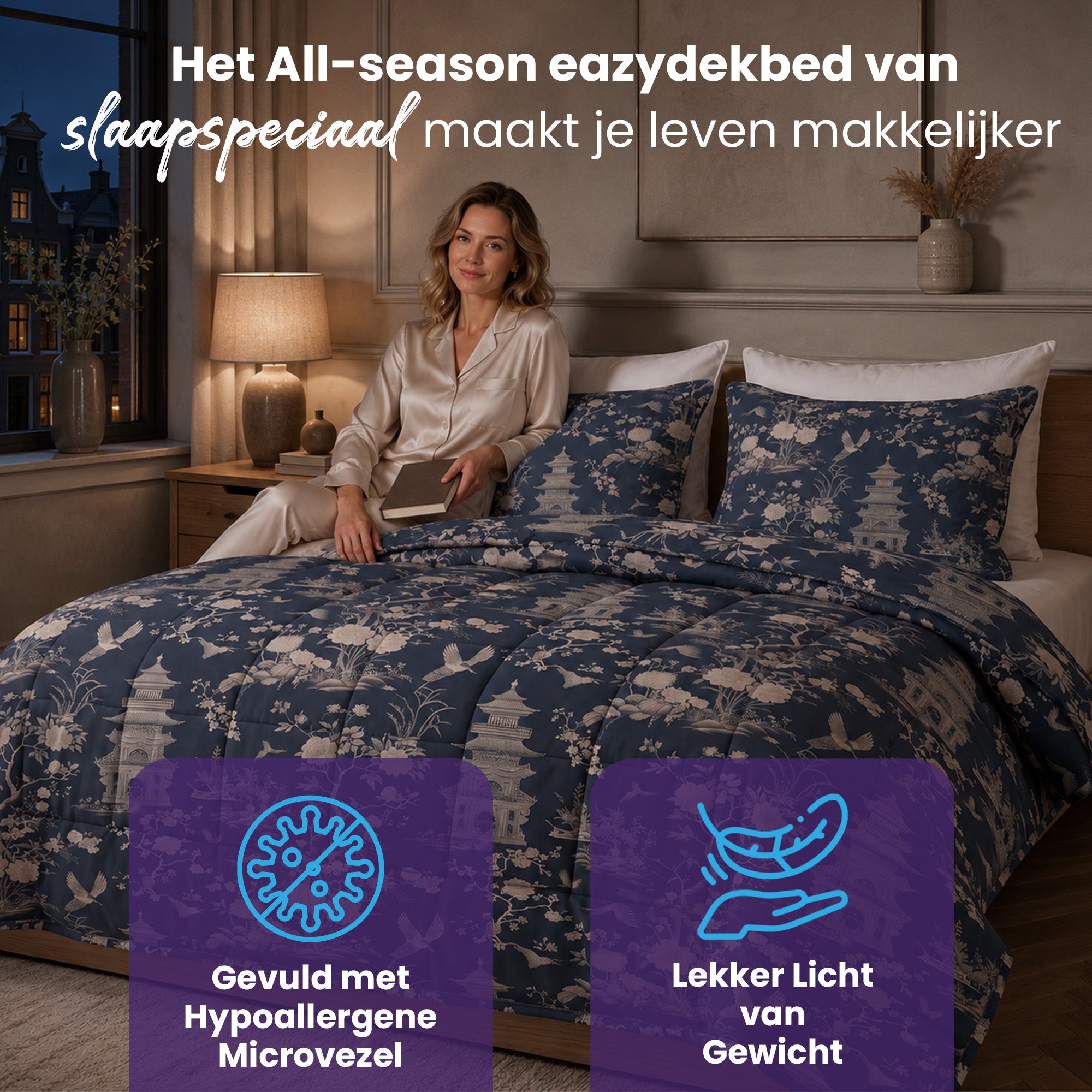 eazydekbed® - All-year - Lotus Blue + Kussenslopen