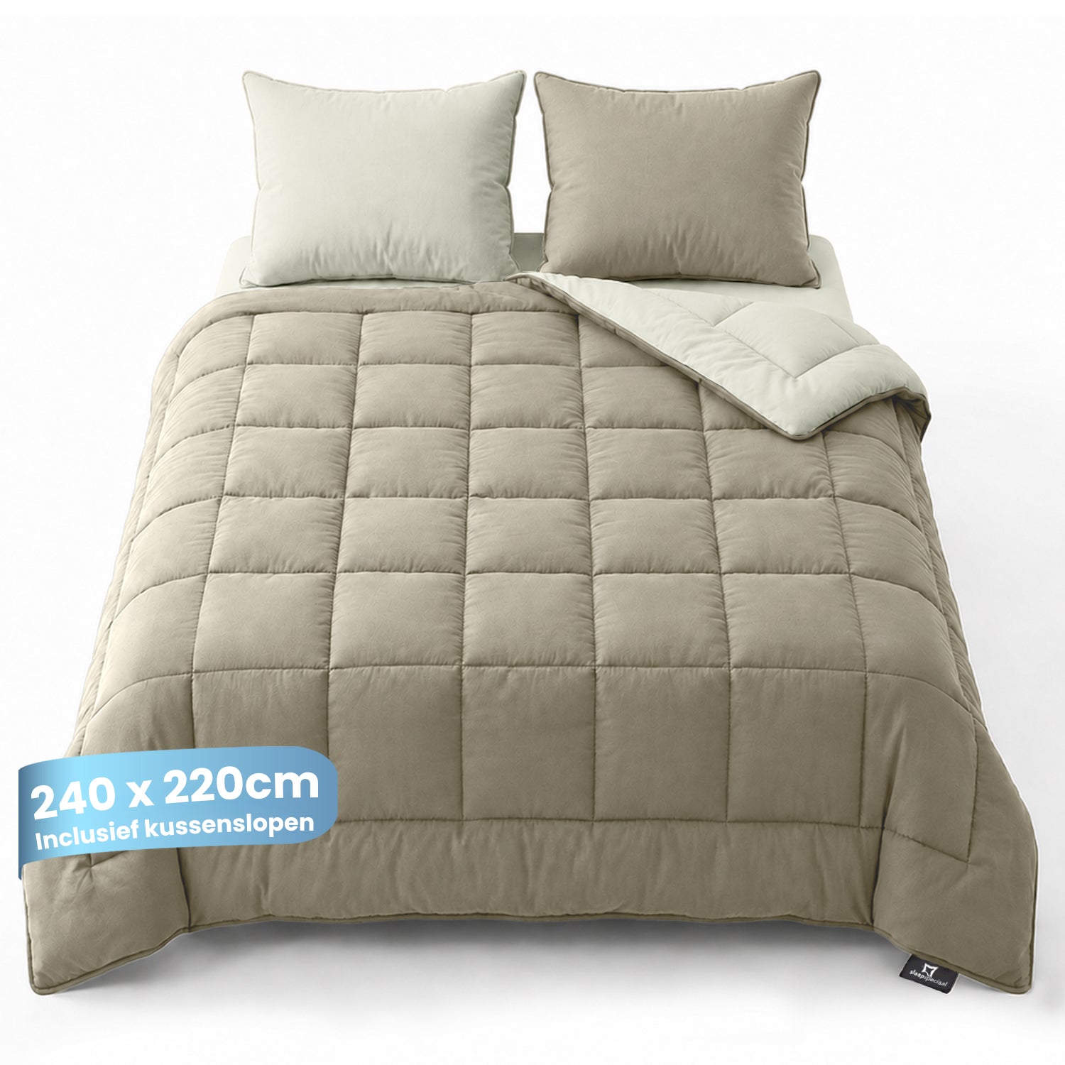 eazydekbed® - All-year - Ivoor/Taupe + Kussenslopen