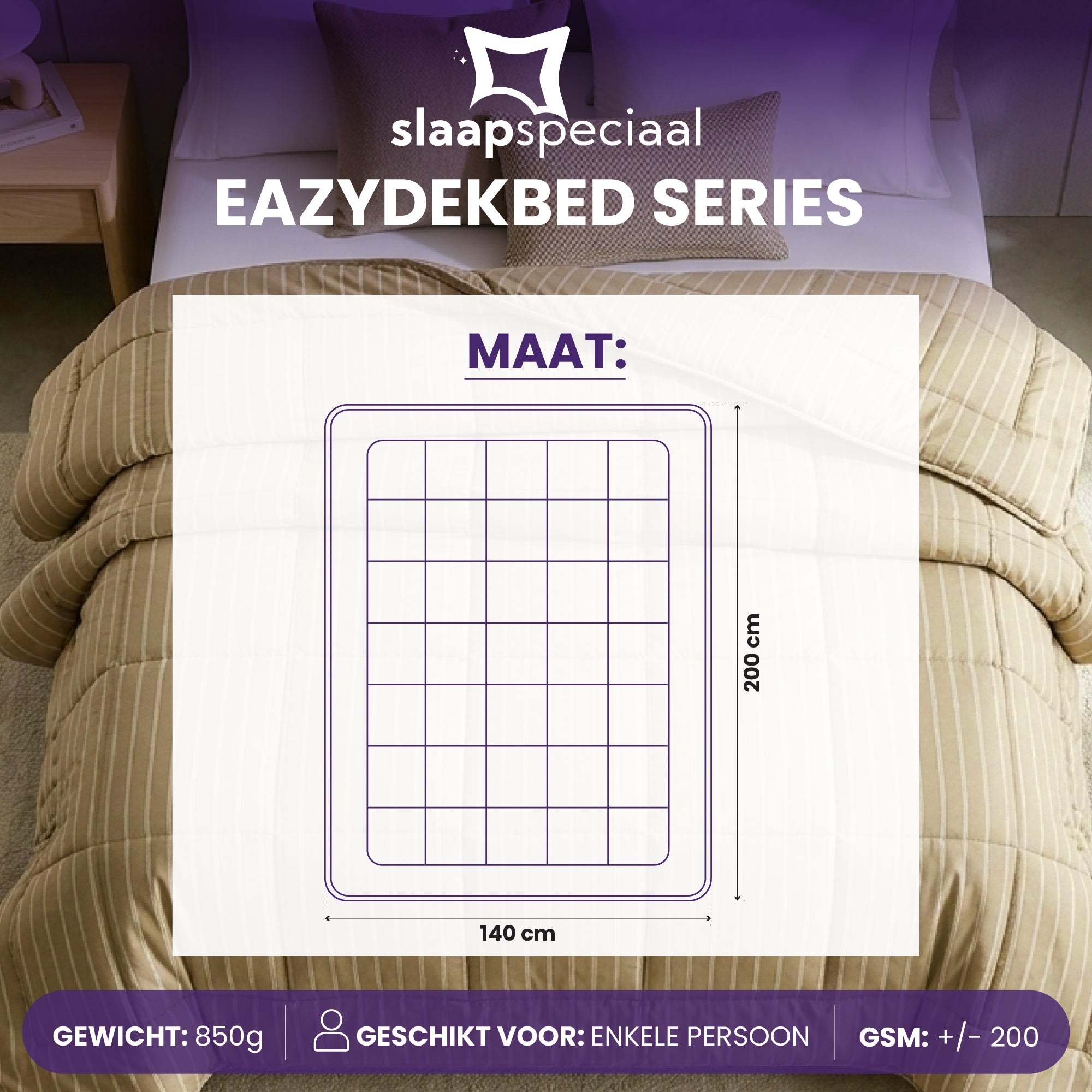 eazydekbed® - Zomerdekbed - Taupe Stripe
