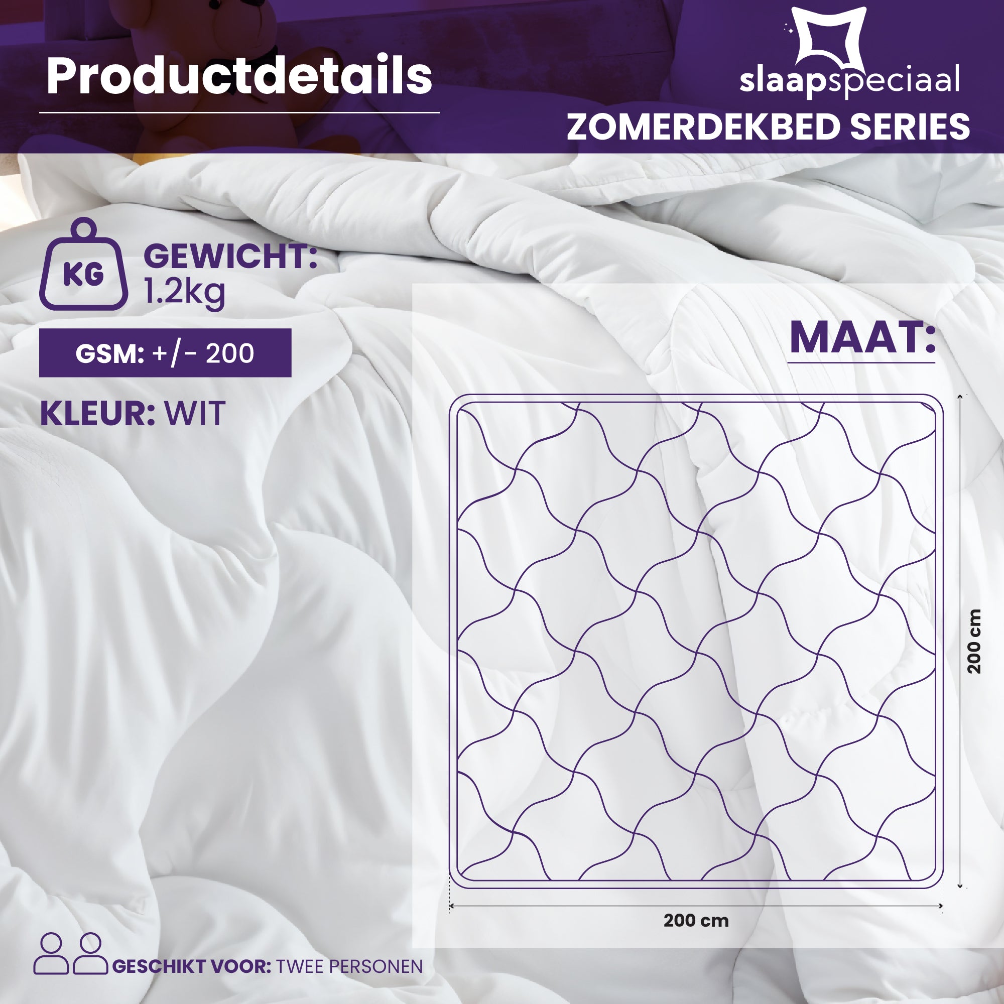 eazydekbed® Zomerdekbed - Wit – Hoesloos & Wasbaar