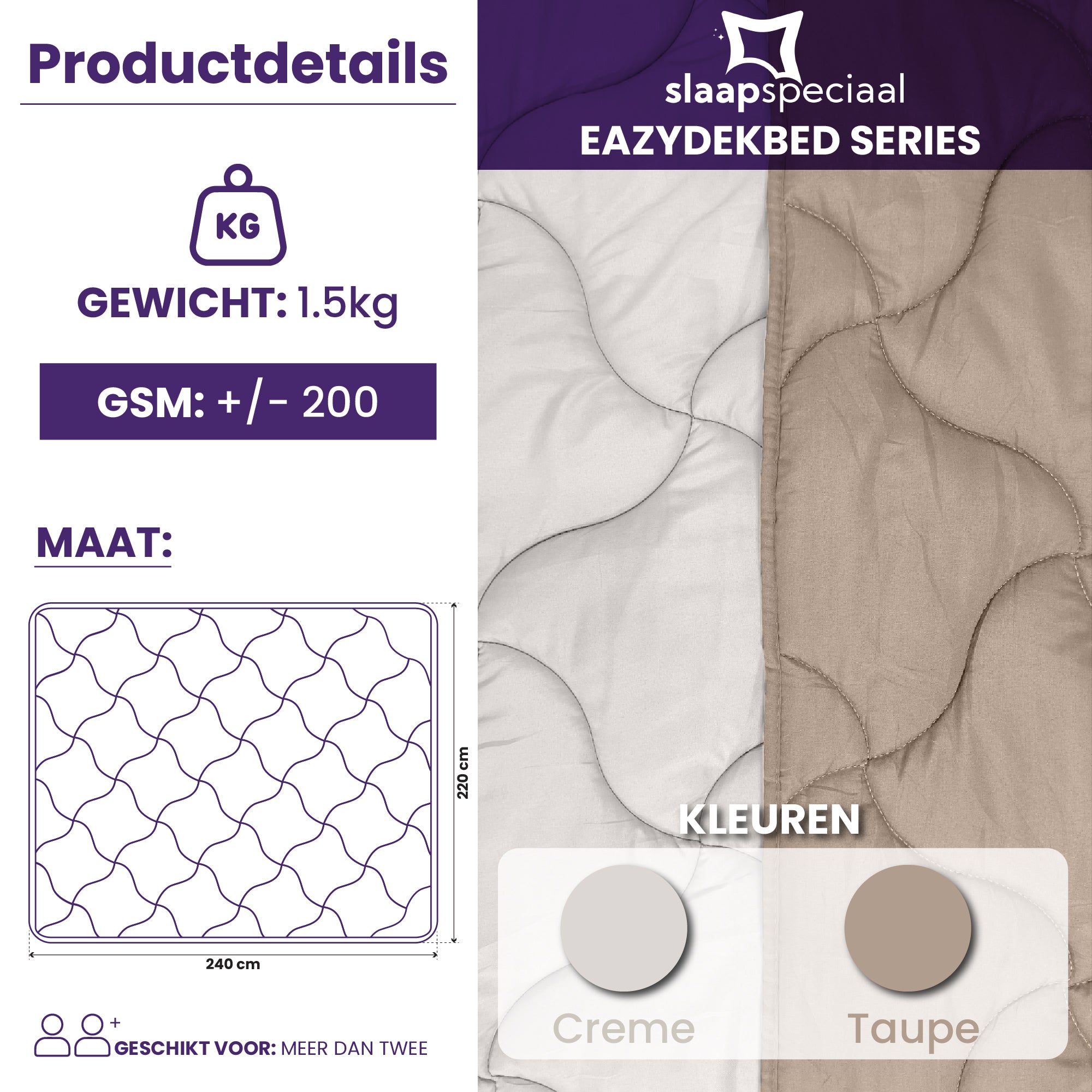 eazydekbed® - Zomerdekbed - Taupe/Crème