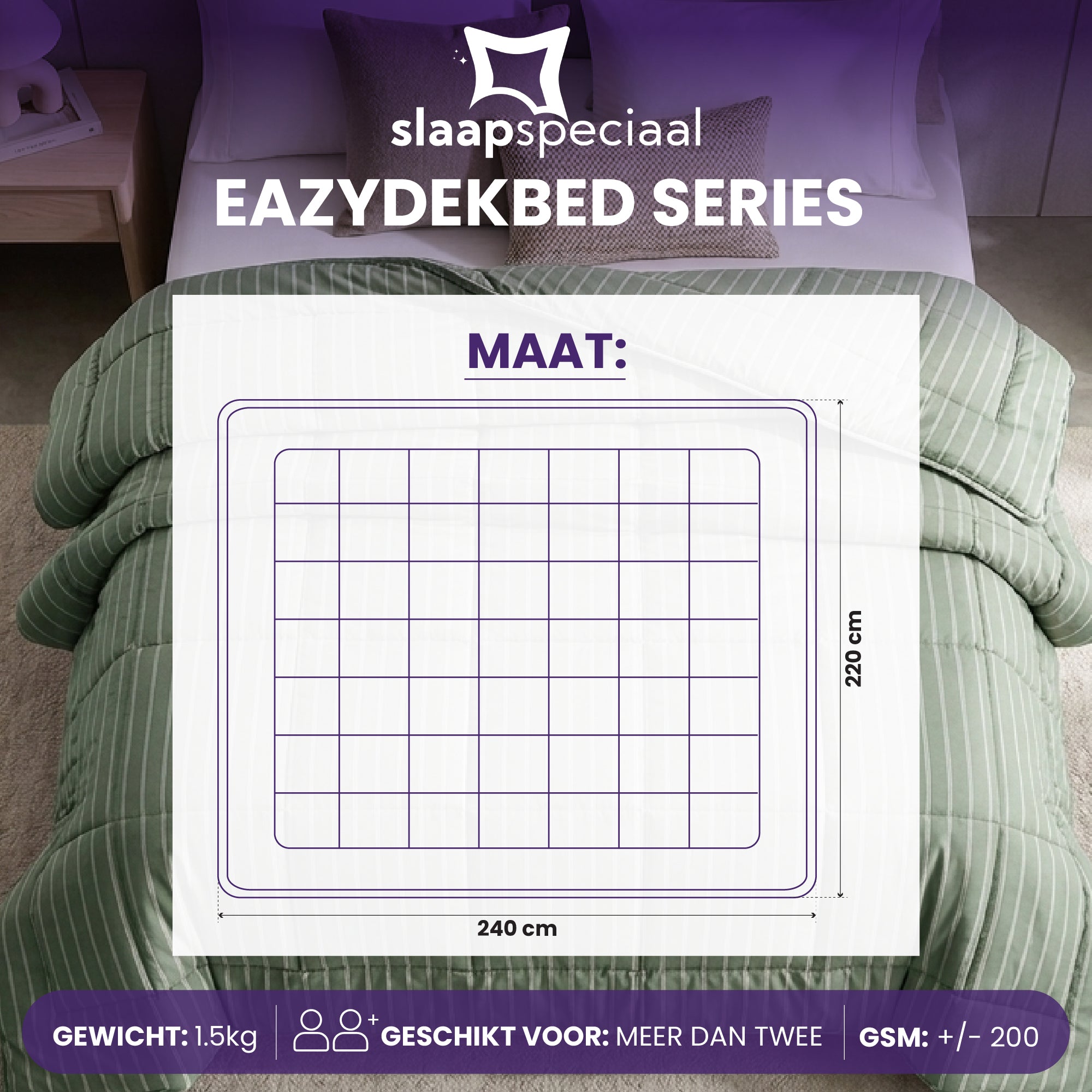 eazydekbed® - Zomerdekbed - Groen Stripe