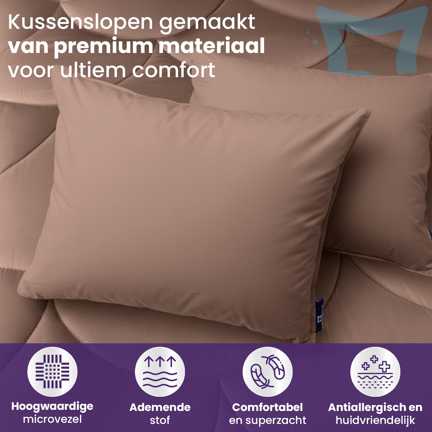 eazydekbed® Essential Kussensloop - Bruin - 60x70 cm - 2 Stuks