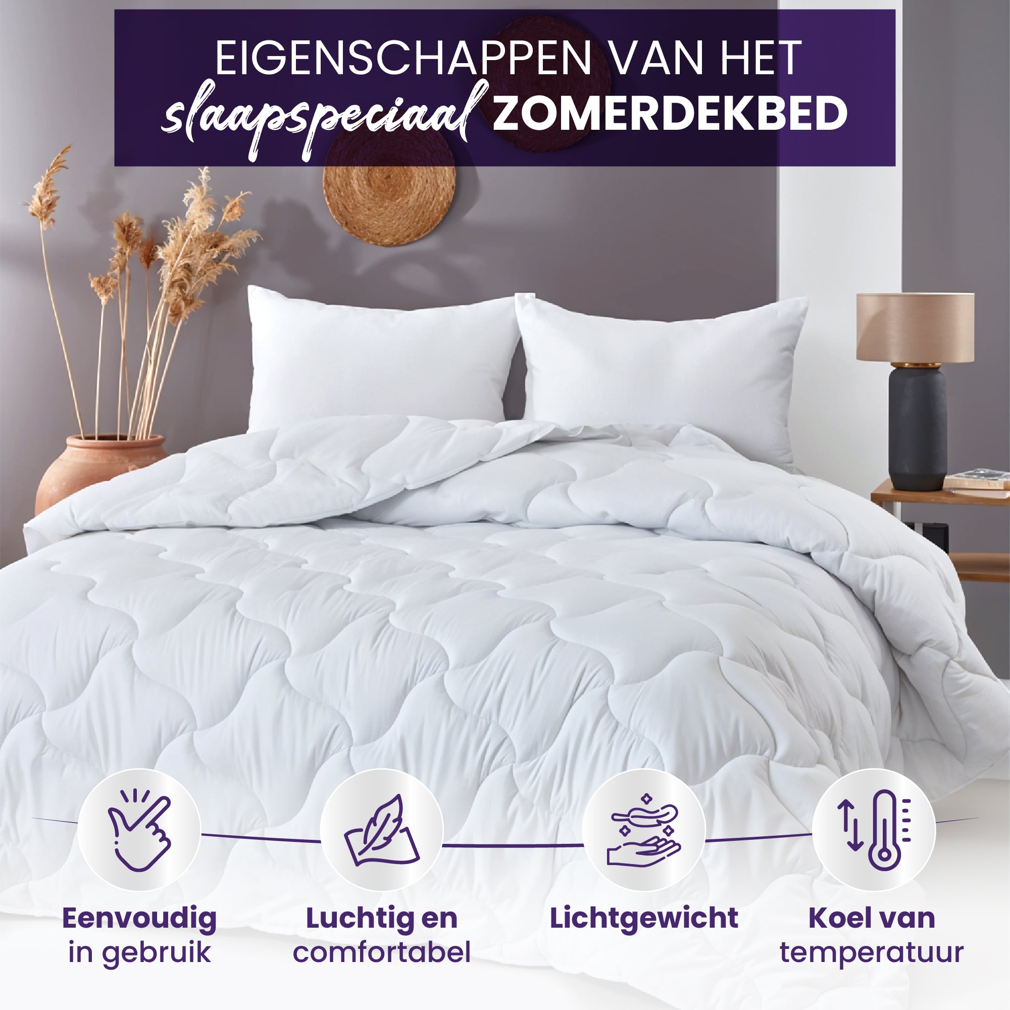 eazydekbed® Zomerdekbed - Wit – Hoesloos & Wasbaar
