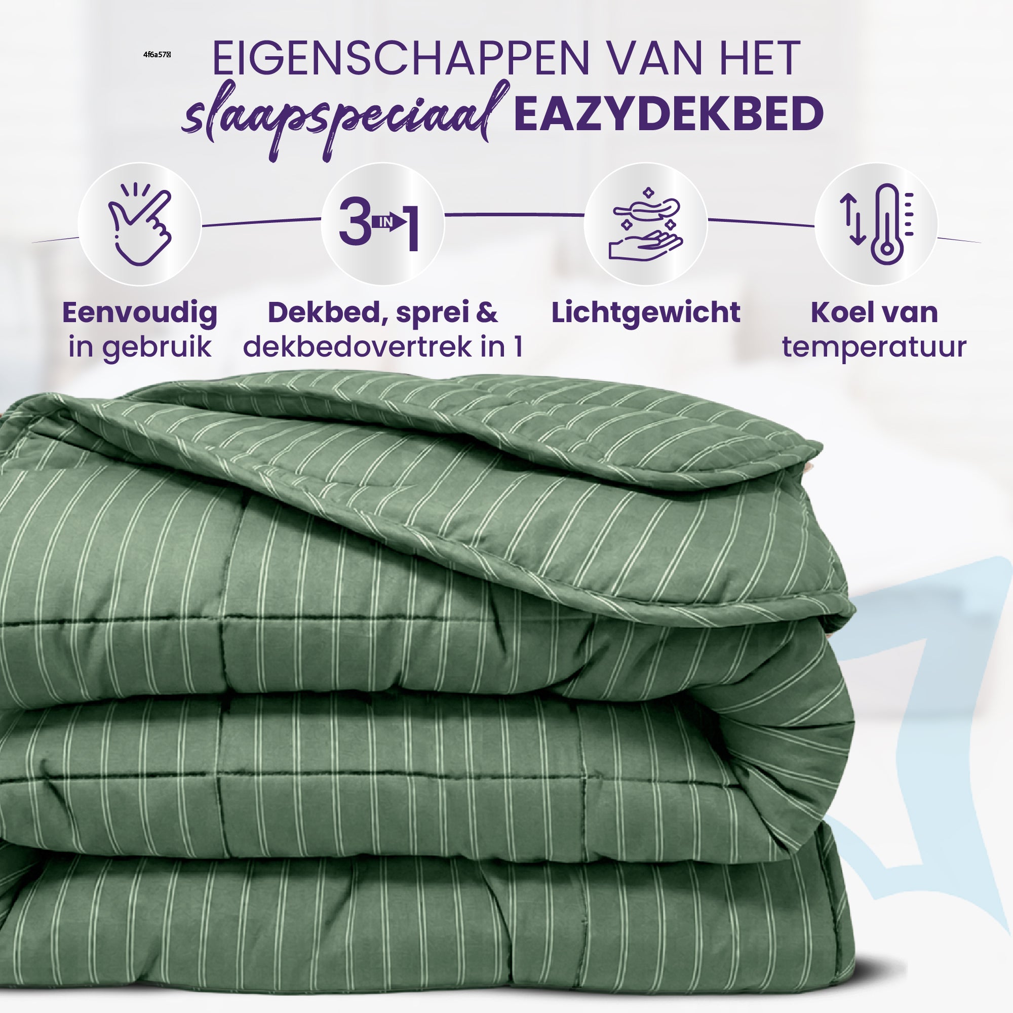 eazydekbed® - Zomerdekbed - Groen Stripe