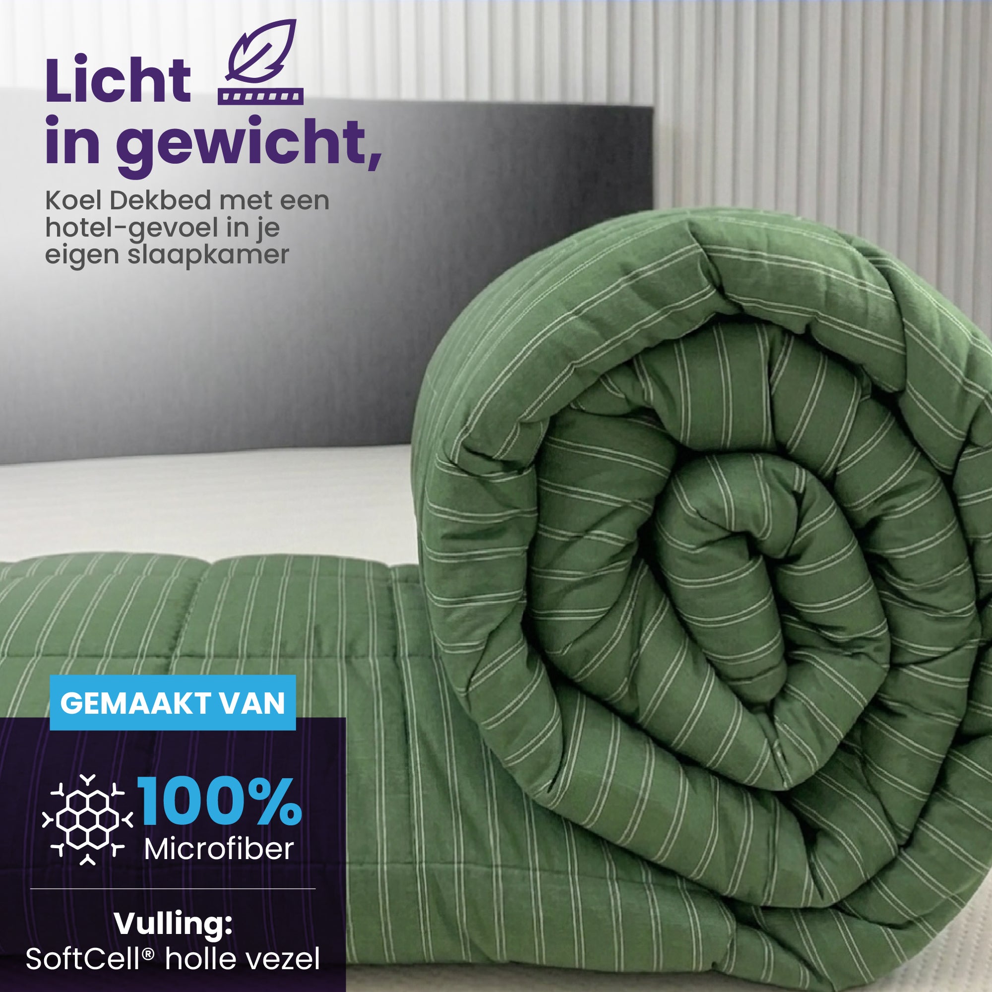 eazydekbed® - Zomerdekbed - Groen Stripe