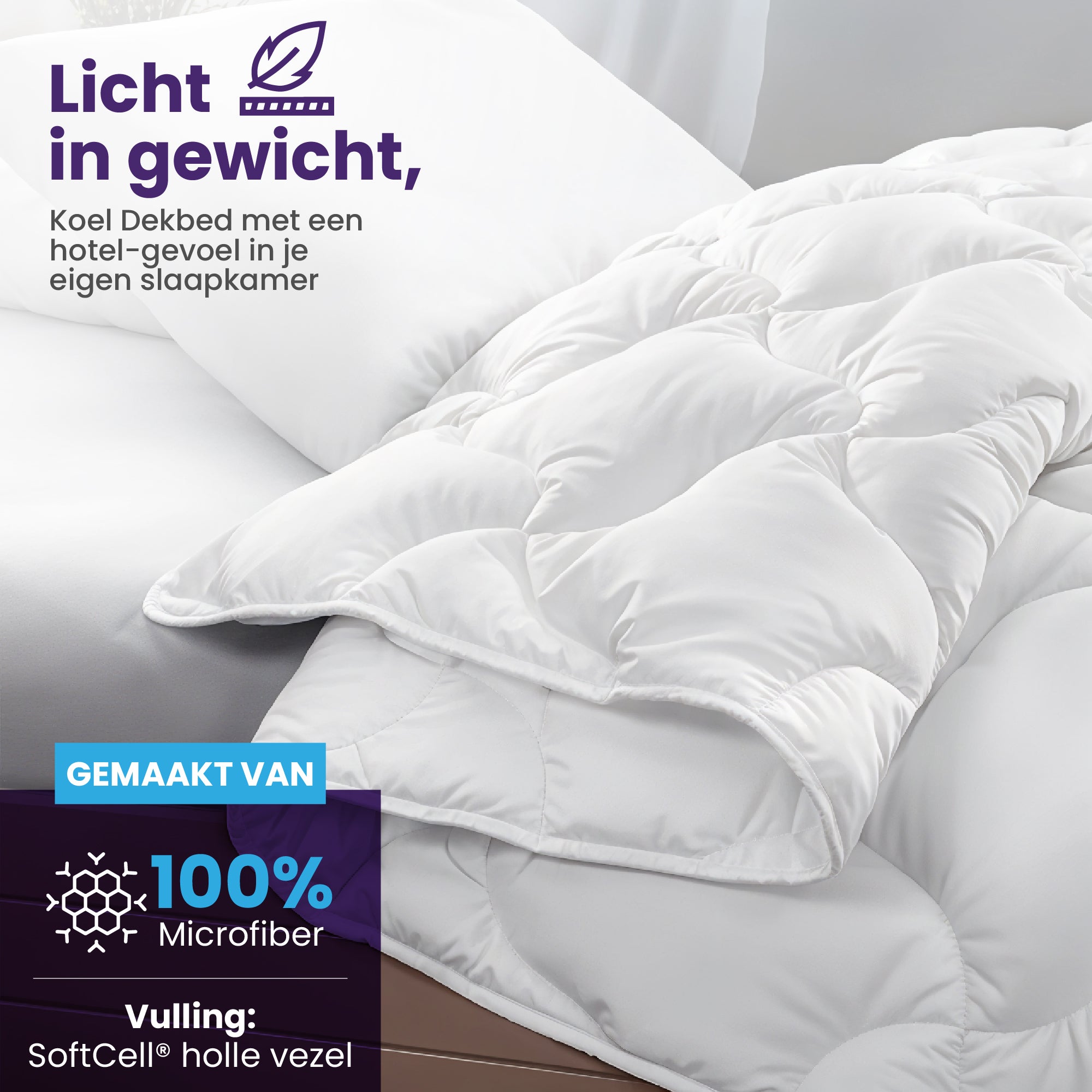 eazydekbed® Zomerdekbed - Wit – Hoesloos & Wasbaar