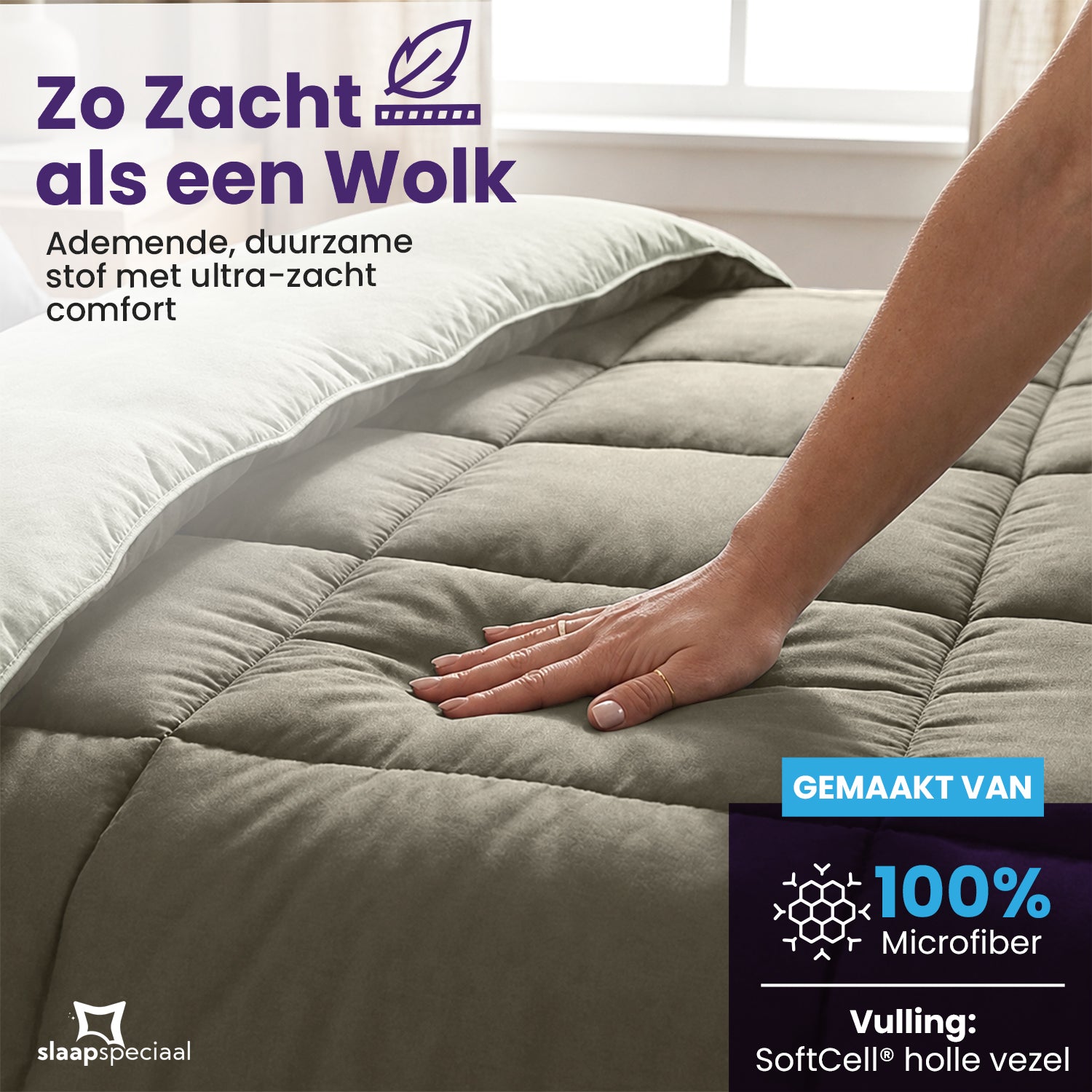 eazydekbed® - All-year - Ivoor/Taupe + Kussenslopen