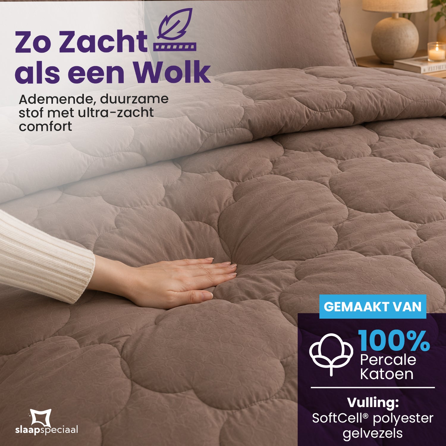 eazydekbed® - All-year - Prestige Bruin + Kussenslopen - 100% Katoen
