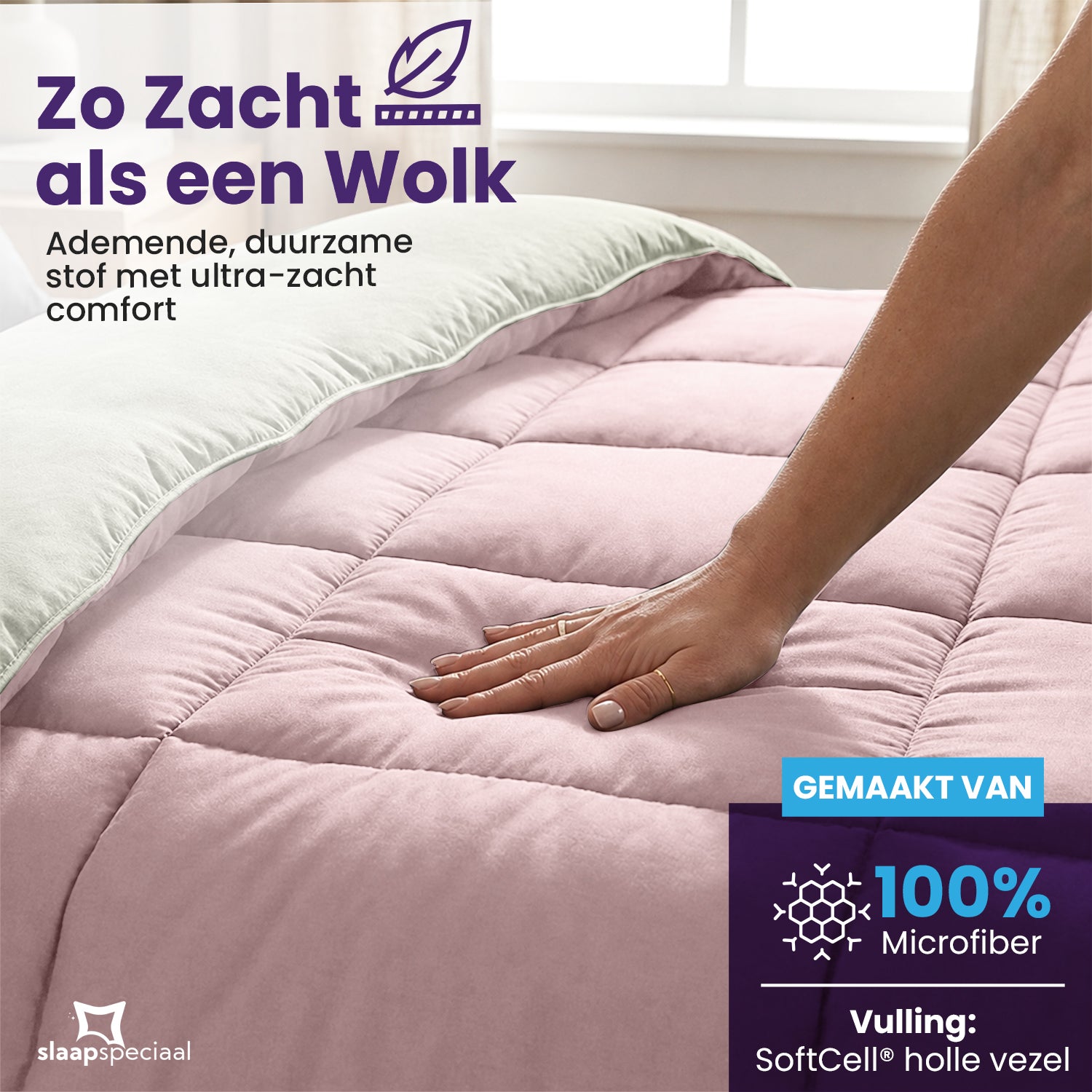 eazydekbed® - All-year - Roze/Ivoor + Kussenslopen