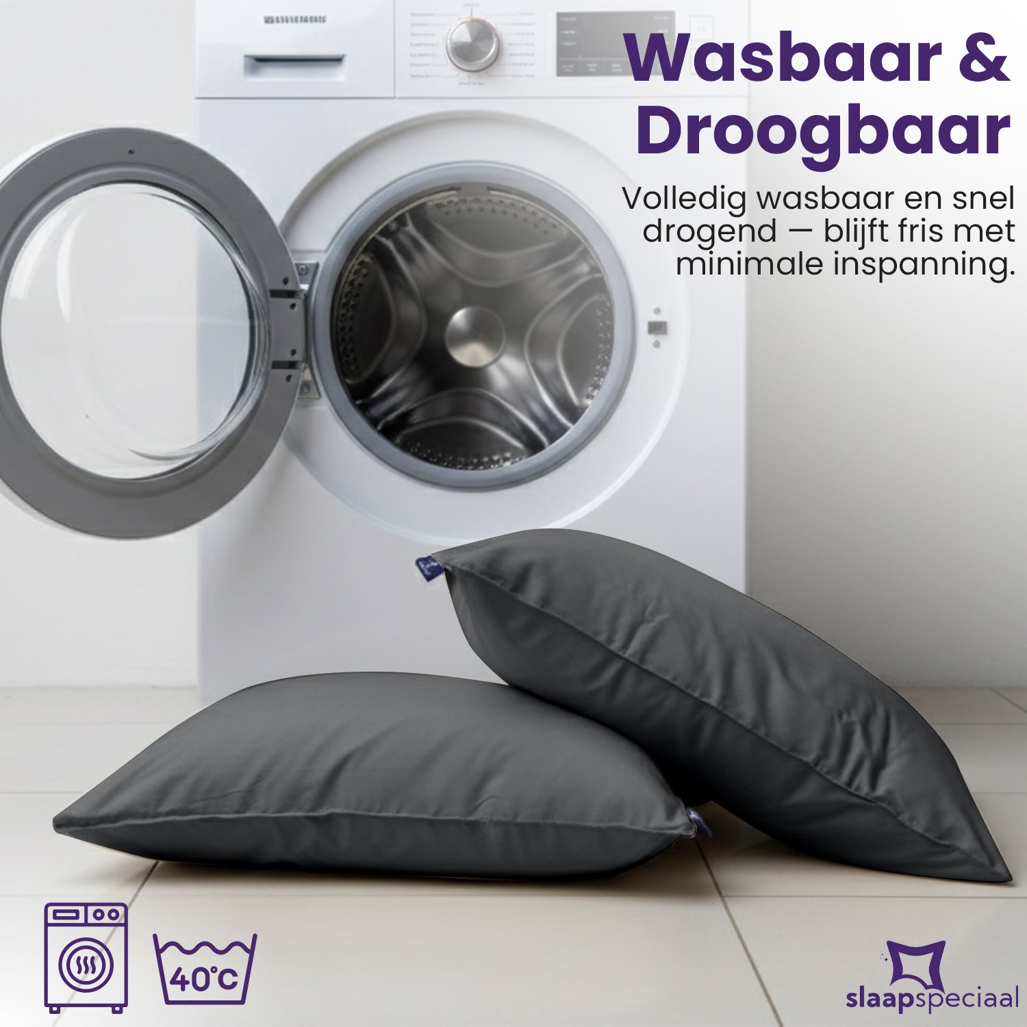 eazydekbed® Essential Kussensloop - Antraciet - 60x70 cm - 2 Stuks