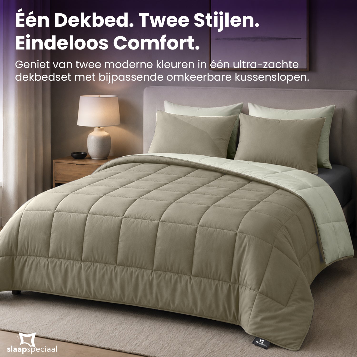 eazydekbed® - All-year - Ivoor/Taupe + Kussenslopen