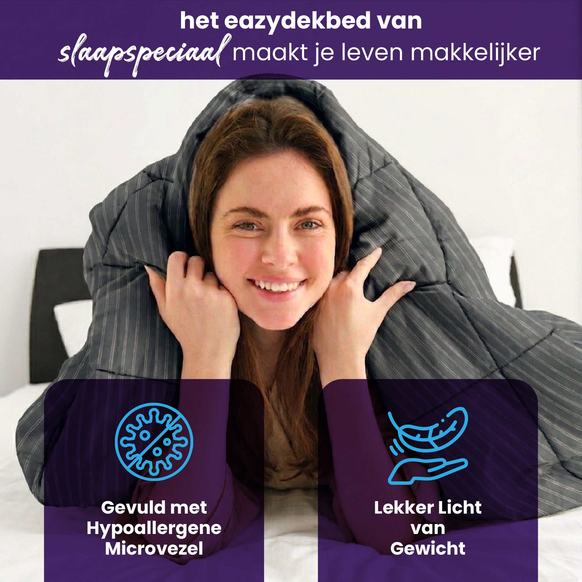 eazydekbed® - Zomerdekbed - Antraciet Stripe