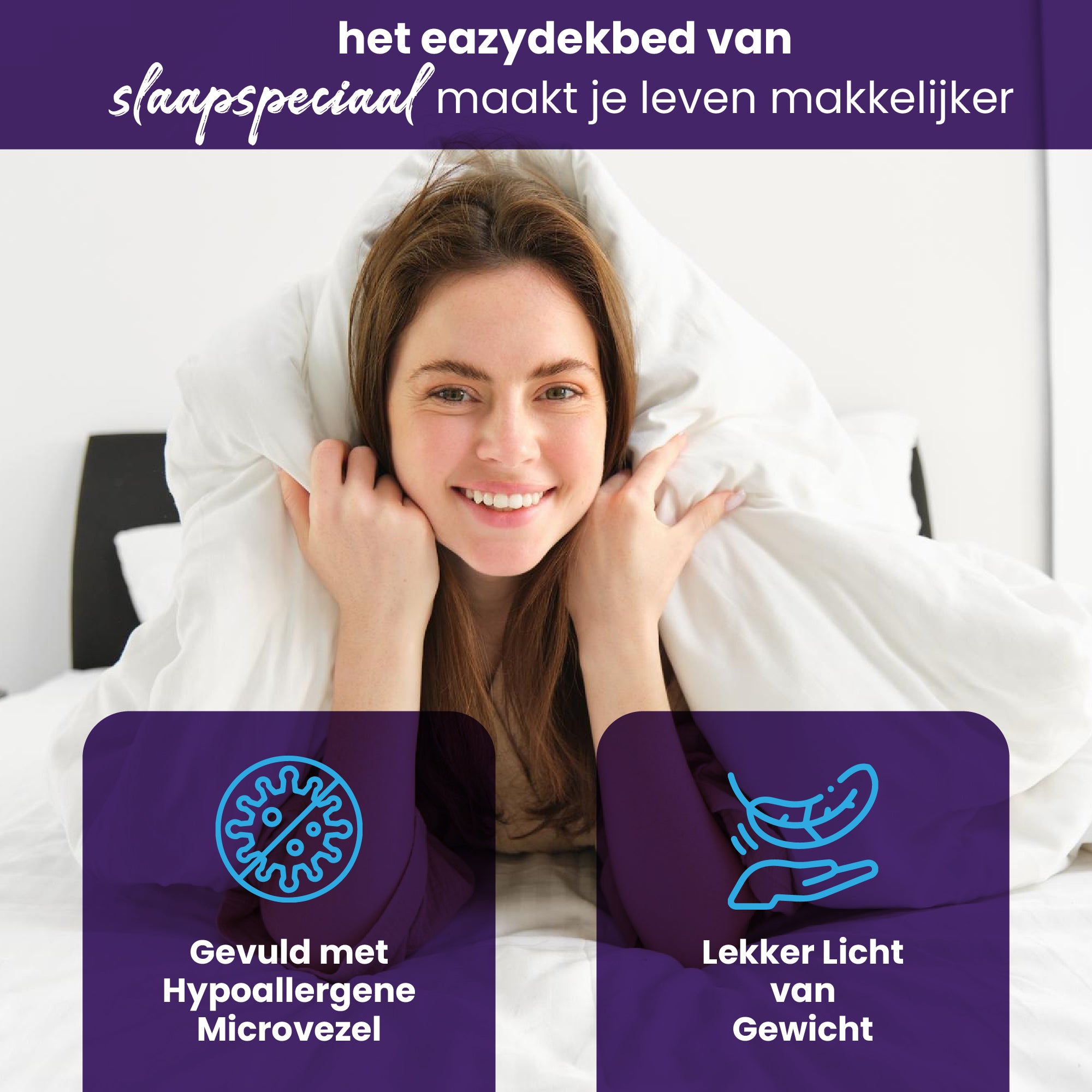 eazydekbed® Zomerdekbed – Blauw/Grijs - Hoesloos & Wasbaar