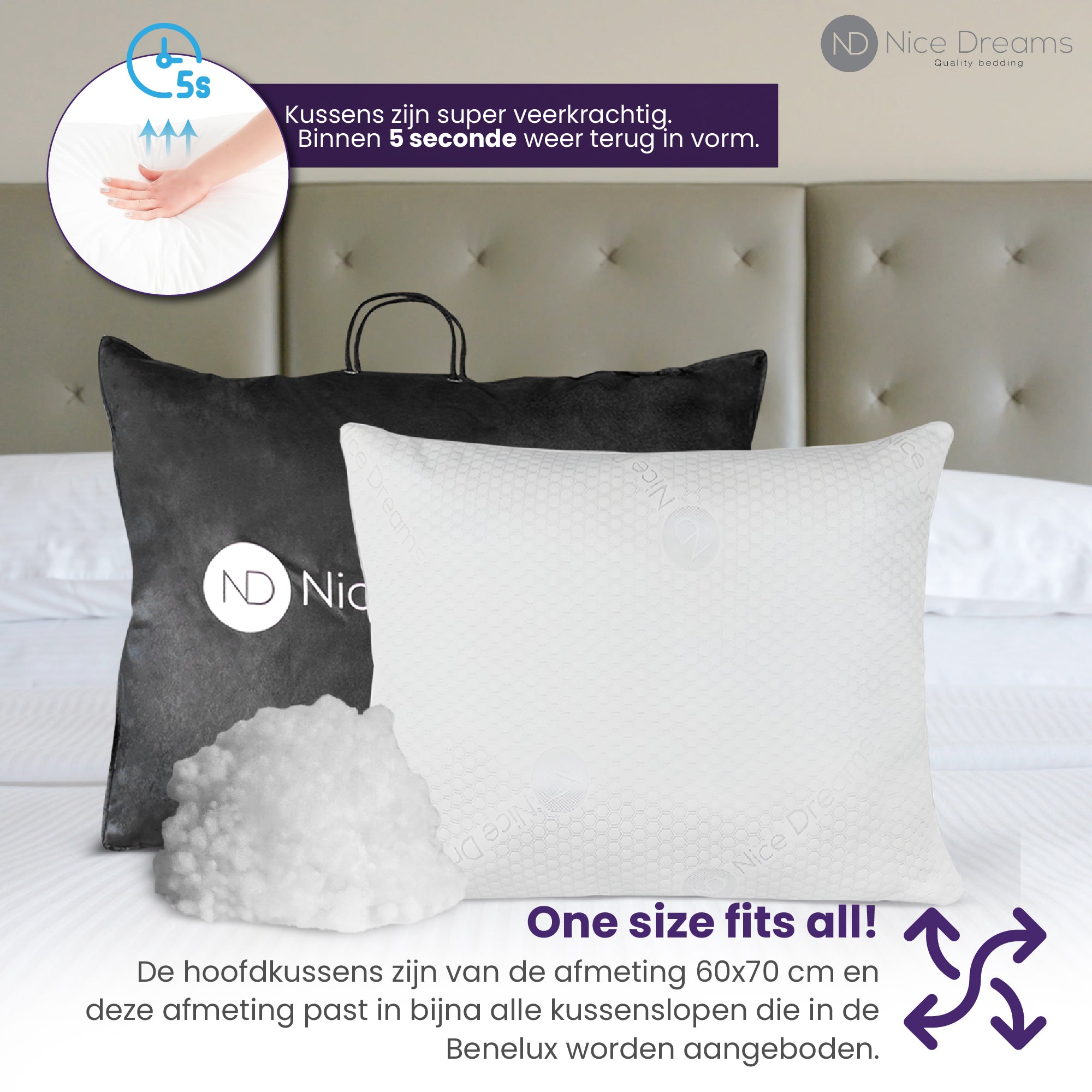 Kissen – 2er-Set – 60 x 70 cm – Nachfüllbar – Weiche Haptik