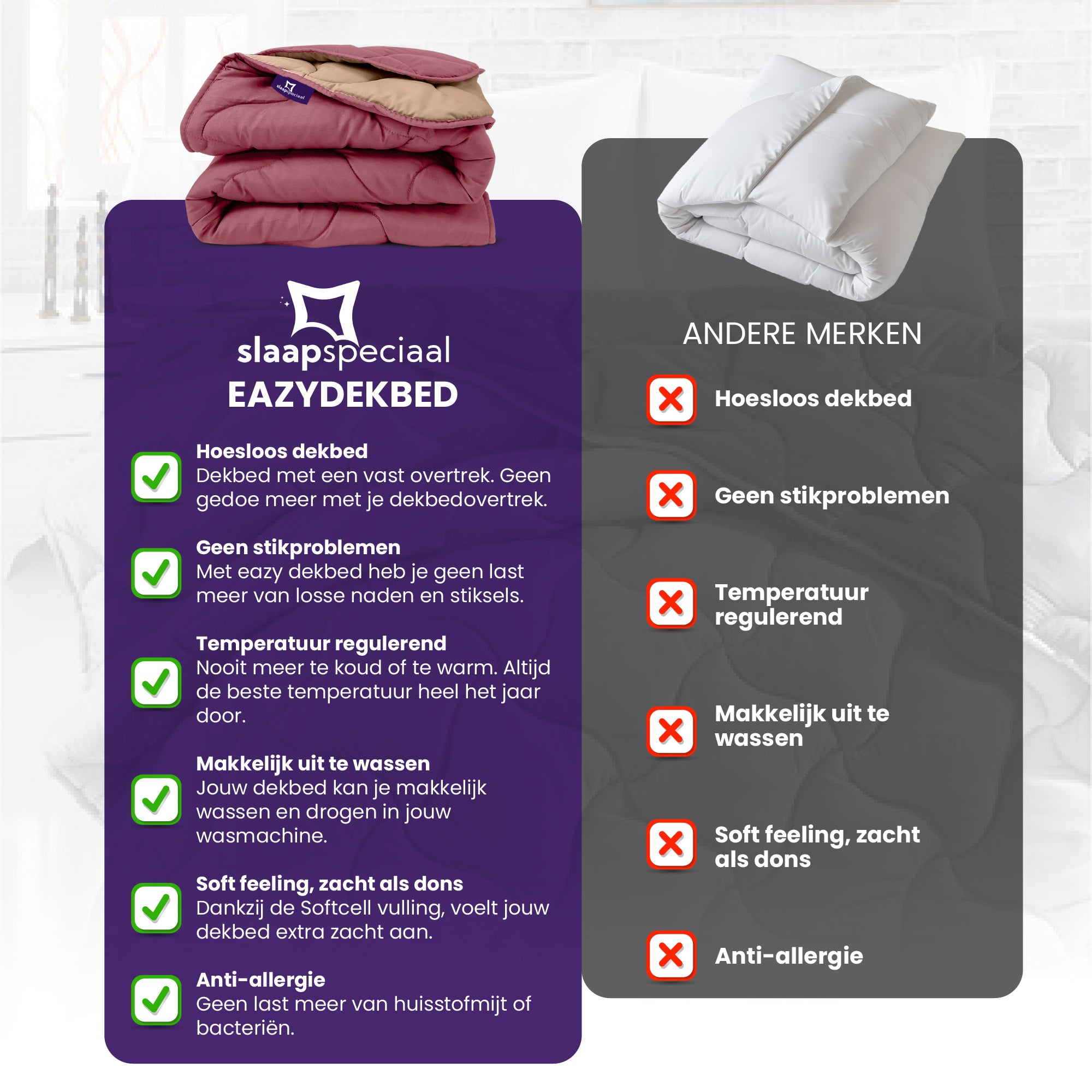 eazydekbed® - Zomerdekbed - Rose/Taupe