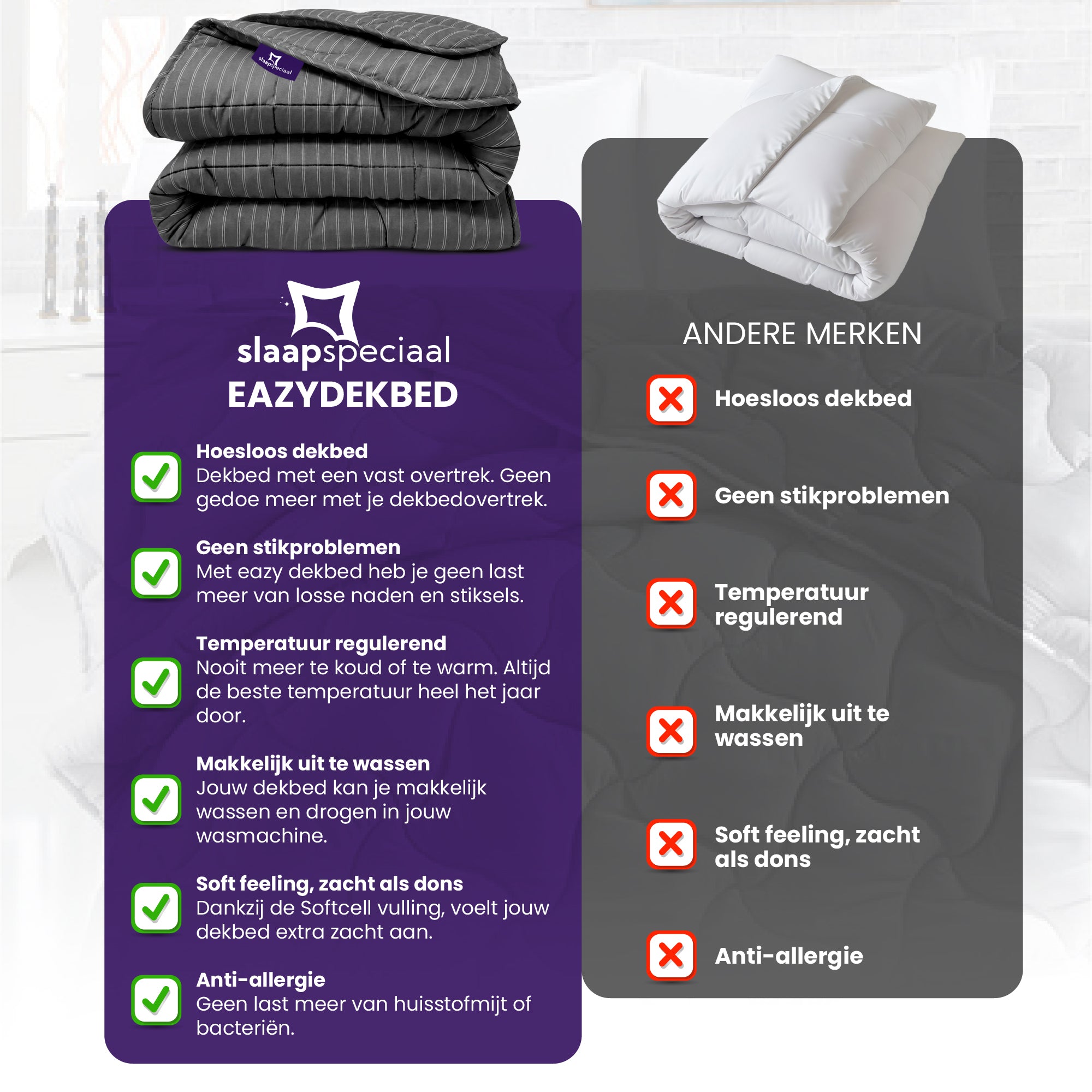 eazydekbed® - Zomerdekbed - Antraciet Stripe