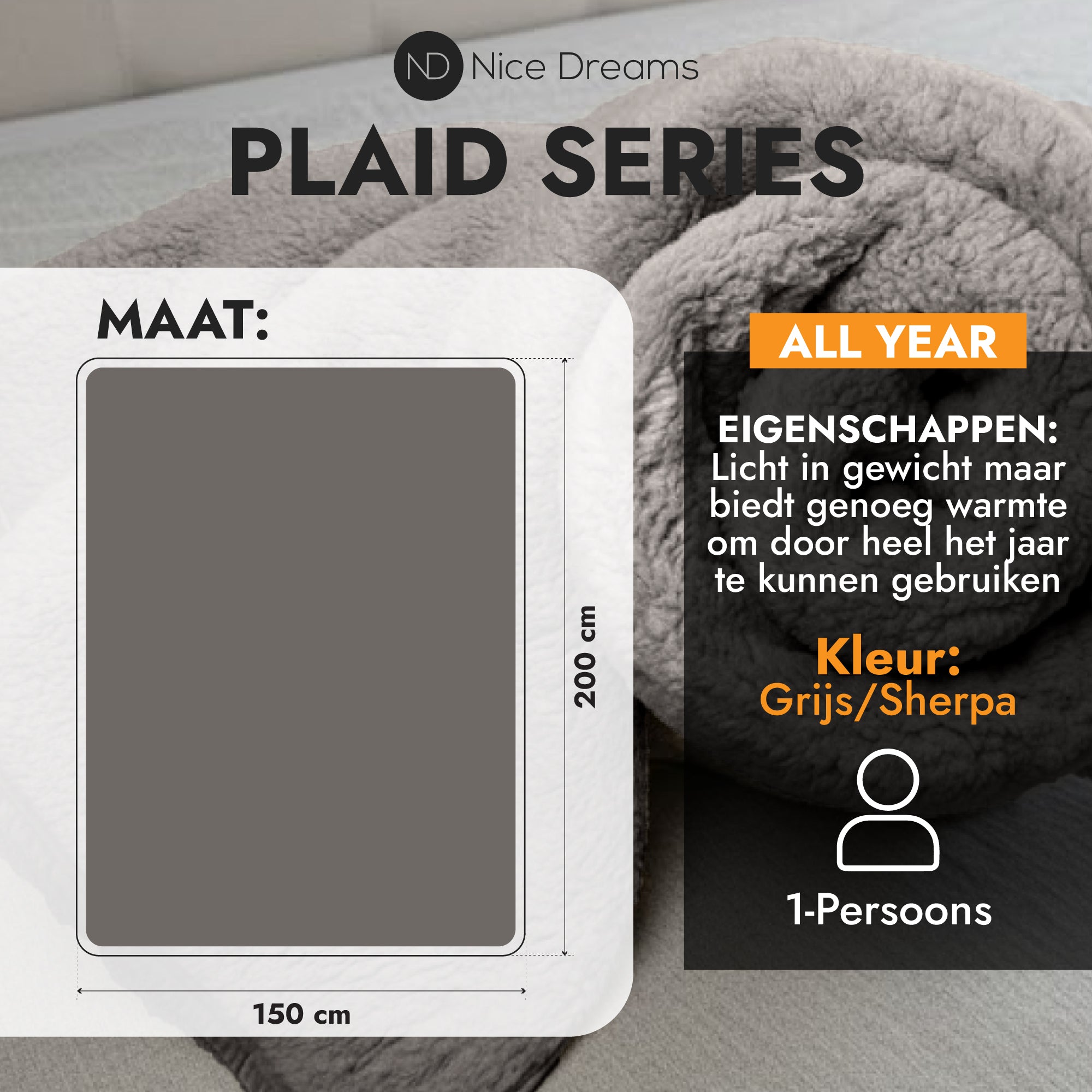 Sherpa Plaid - Sherpa Extra Dik Deken - Extra Zacht, Warm & Luxe - 150x200 cm - Grijs