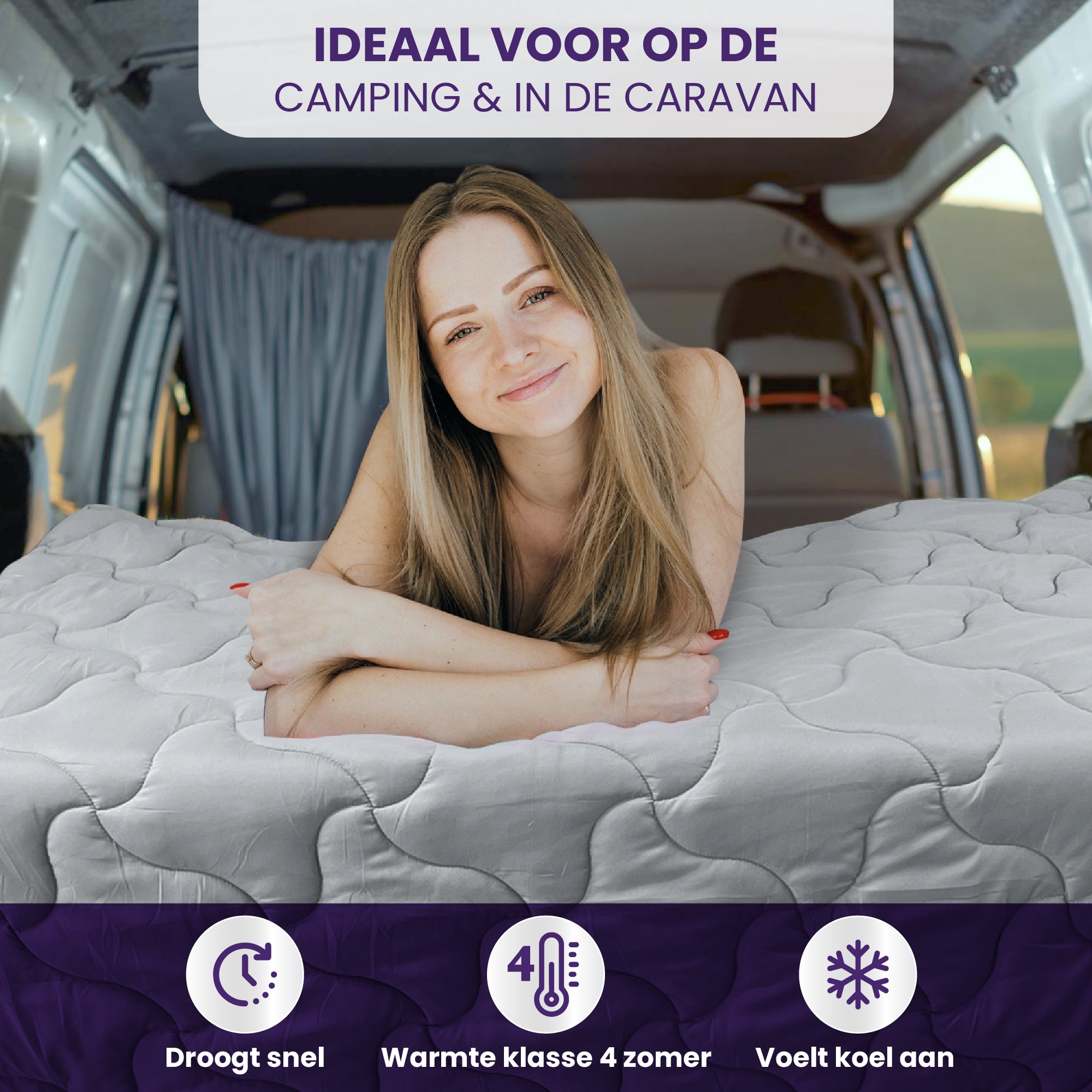 eazydekbed® Zomerdekbed – Blauw/Grijs - Hoesloos & Wasbaar