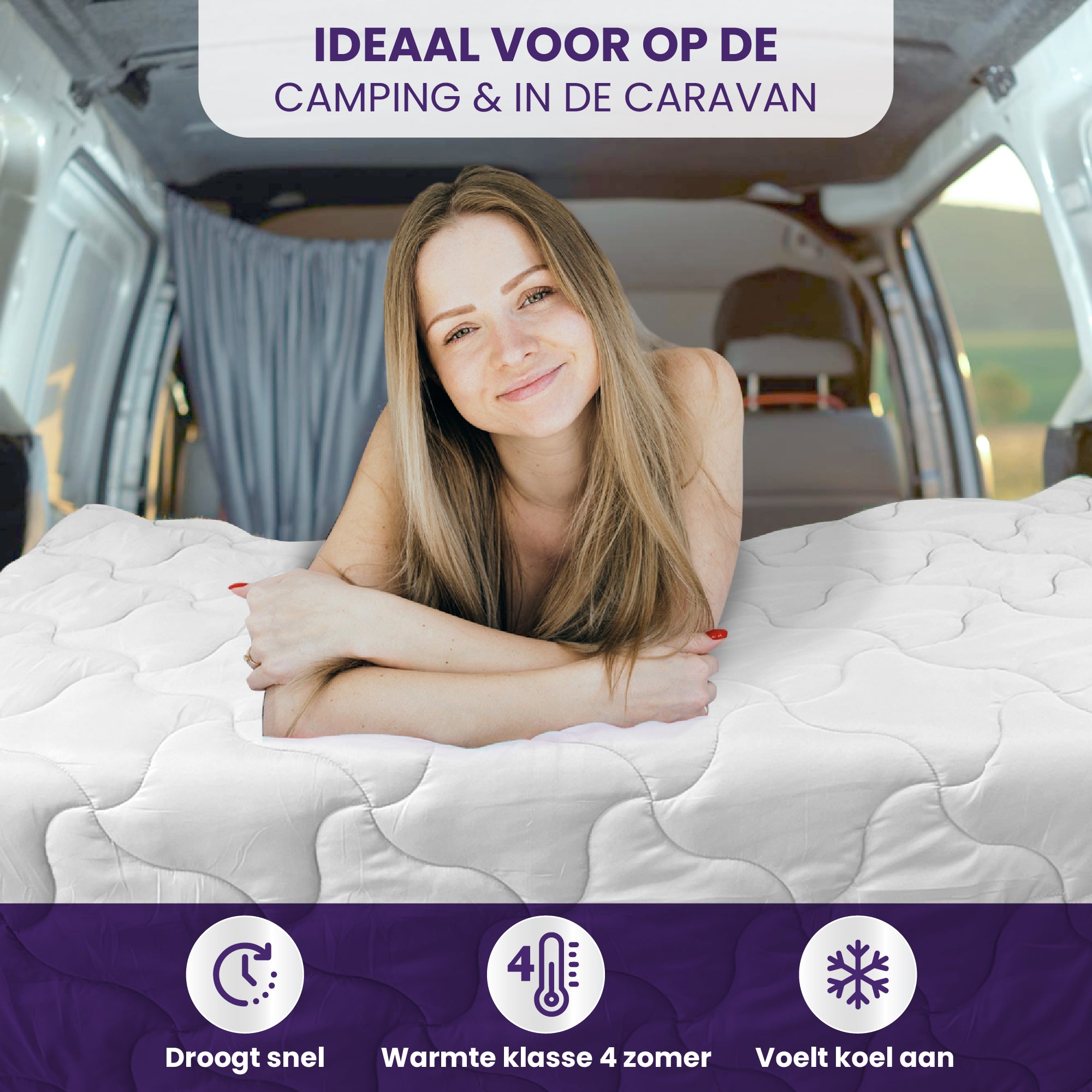 eazydekbed® Zomerdekbed - Wit – Hoesloos & Wasbaar