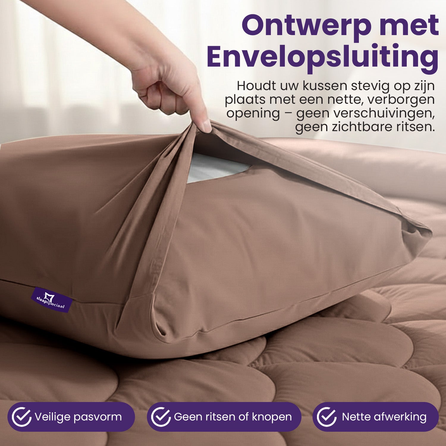 eazydekbed® Essential Kussensloop - Bruin - 60x70 cm - 2 Stuks