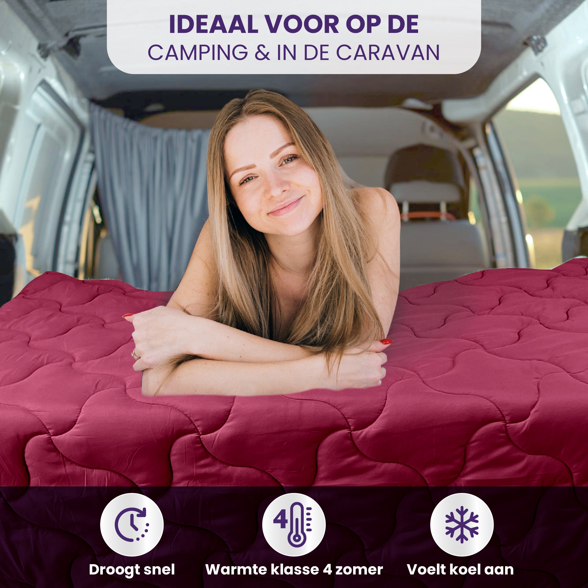 eazydekbed® - Zomerdekbed - Rood/Crème