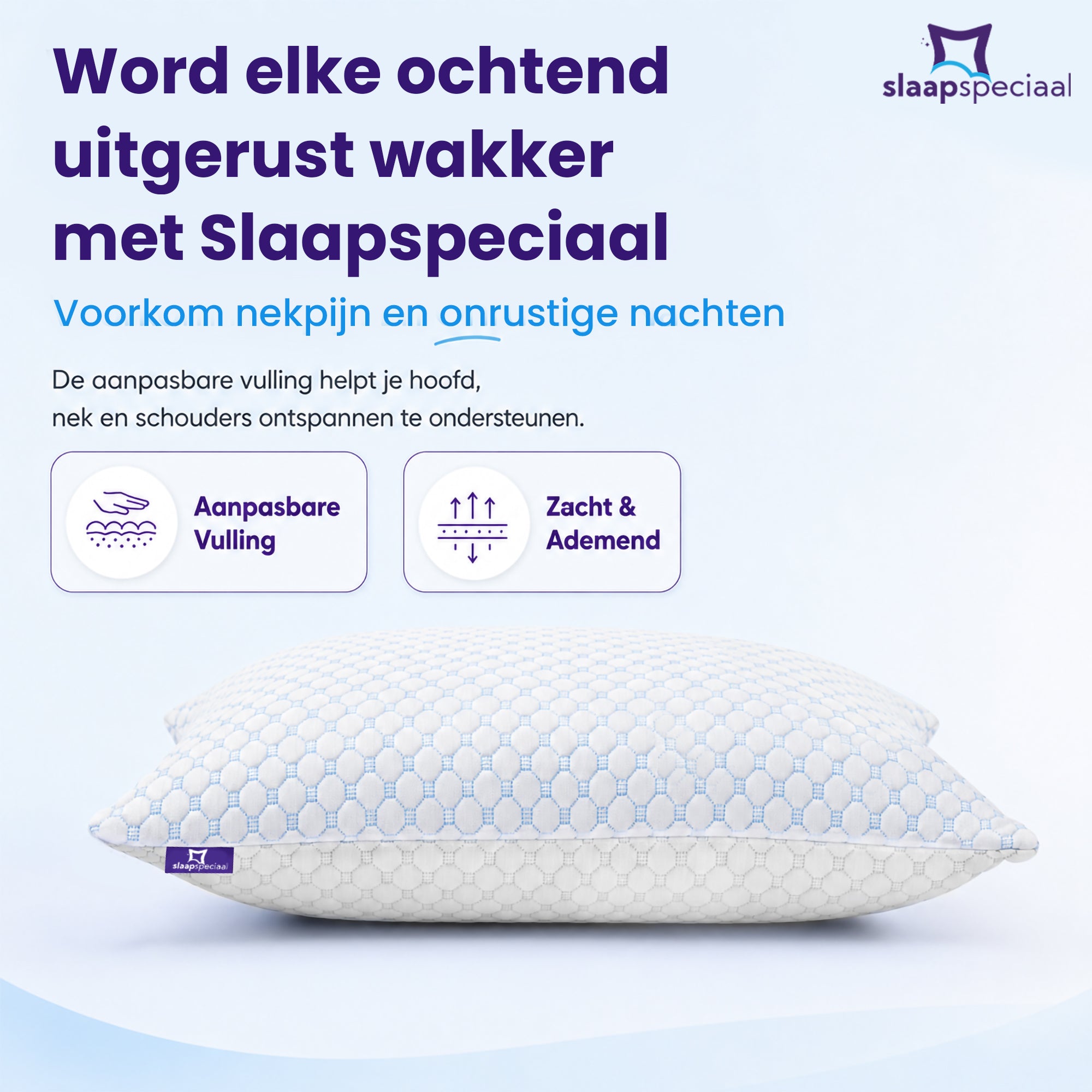 Hoofdkussen - 50x70 cm - Speciaal Traagschuim - Aanpasbaar