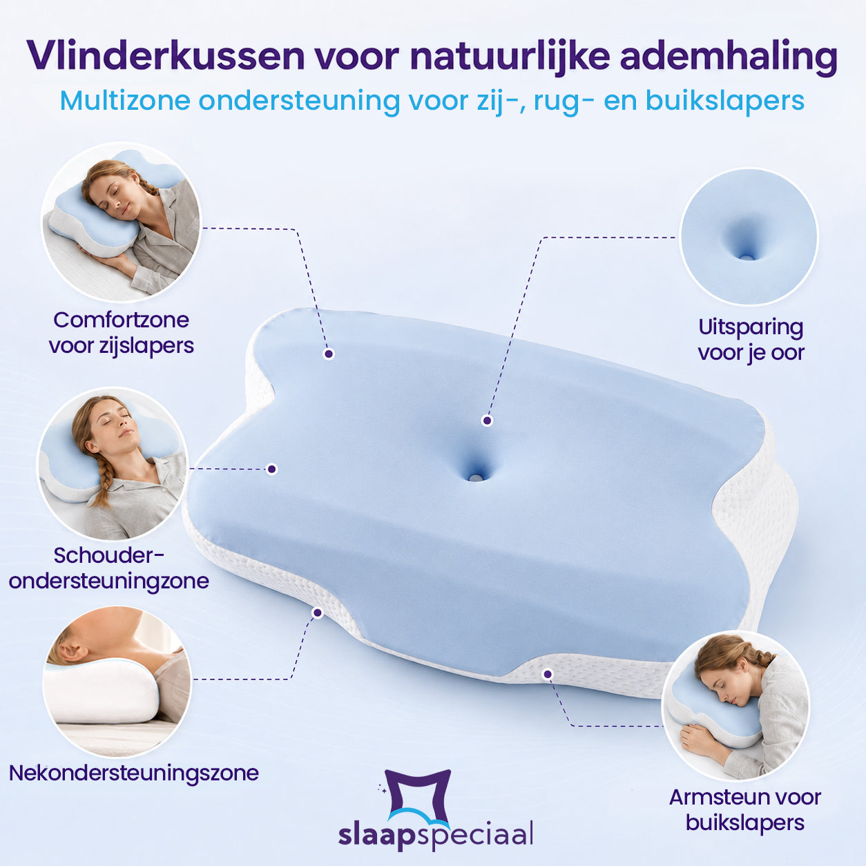 Hoofdkussen - 40x60 cm - Vlinderkussen - Aanpasbaar