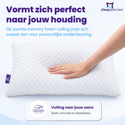Hoofdkussen - 50x70 cm - Speciaal Traagschuim - Aanpasbaar