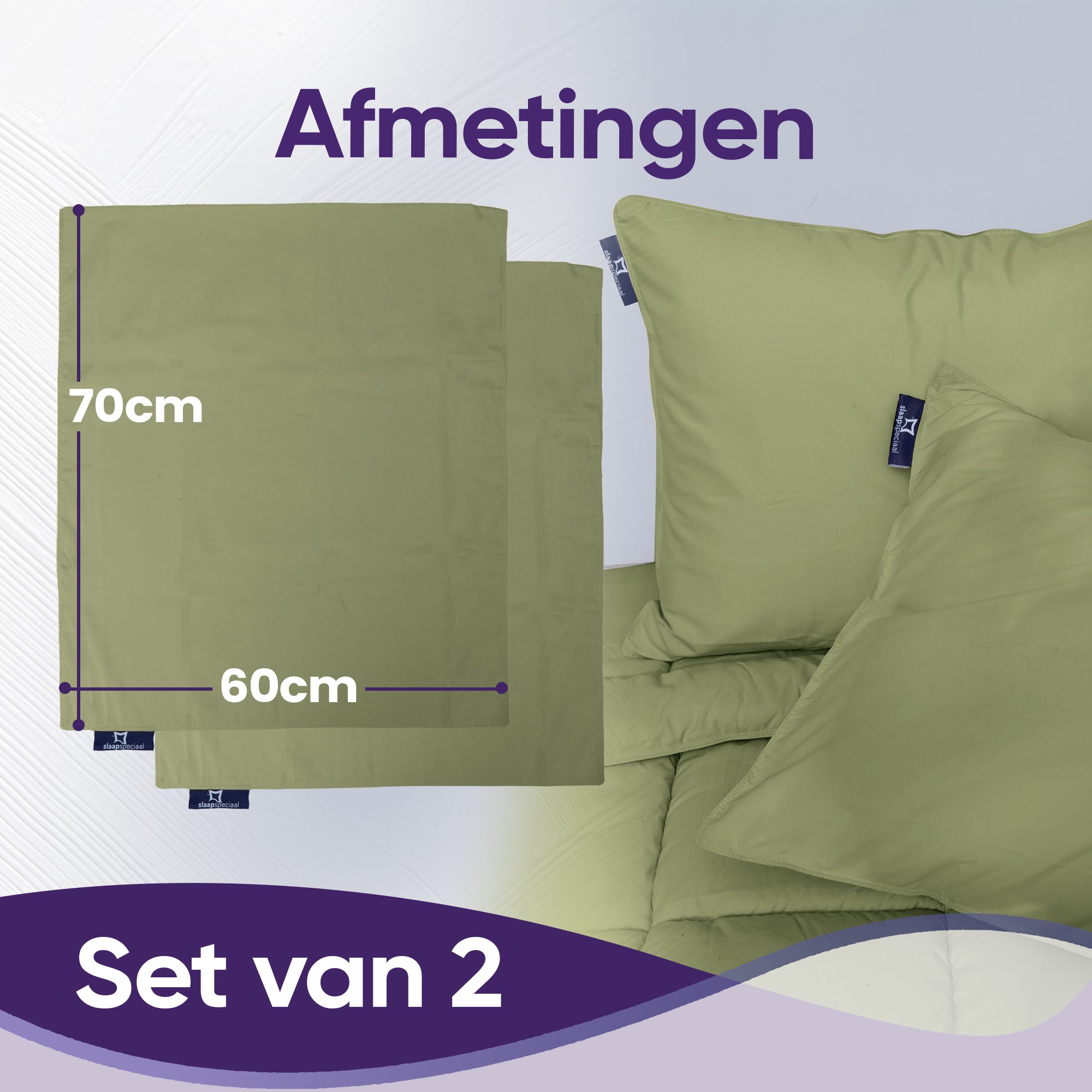 eazydekbed® Kussensloop - Groen - 60x70 cm - 2 Stuks