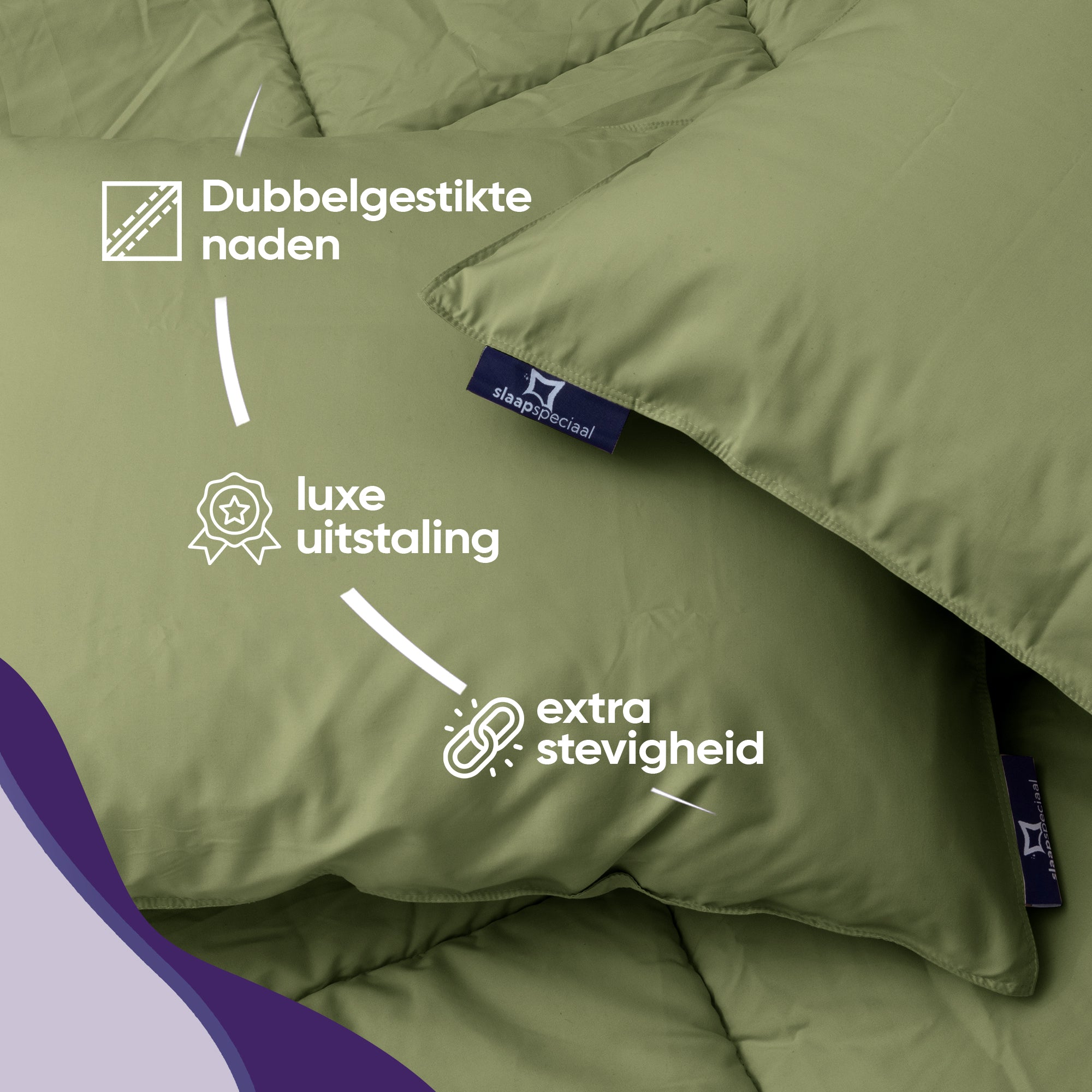 eazydekbed® Kussensloop - Groen - 60x70 cm - 2 Stuks