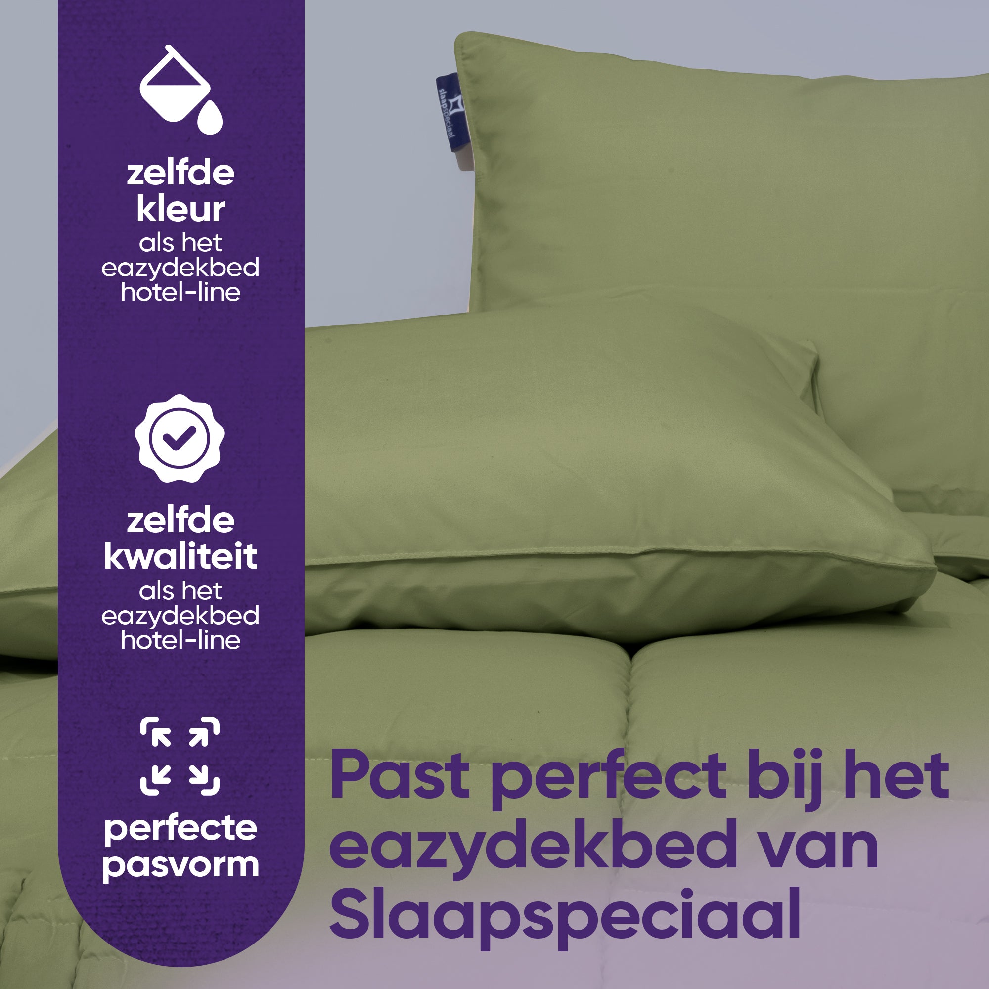 eazydekbed® Kussensloop - Groen - 60x70 cm - 2 Stuks