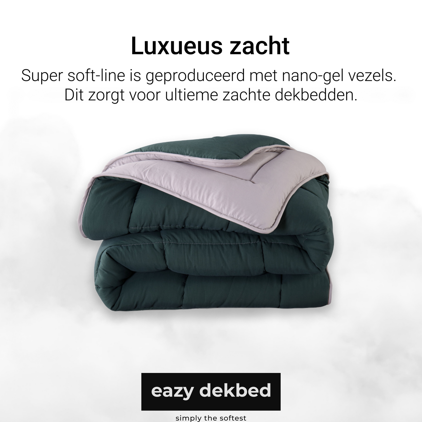 Slaapspeciaal Eazydekbed ® Series - Dekbed - Dekbed zonder overtrek - Hoesloos dekbed  - Groen/Grijs