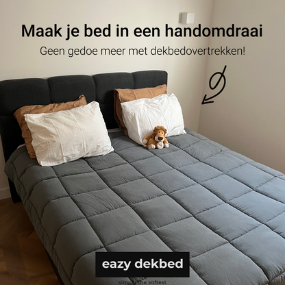 Slaapspeciaal Eazydekbed ® Series - Dekbed - Dekbed zonder overtrek - Hoesloos dekbed  - Groen/Grijs