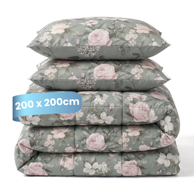 eazydekbed® - All-year - Romance Green + Kussenslopen